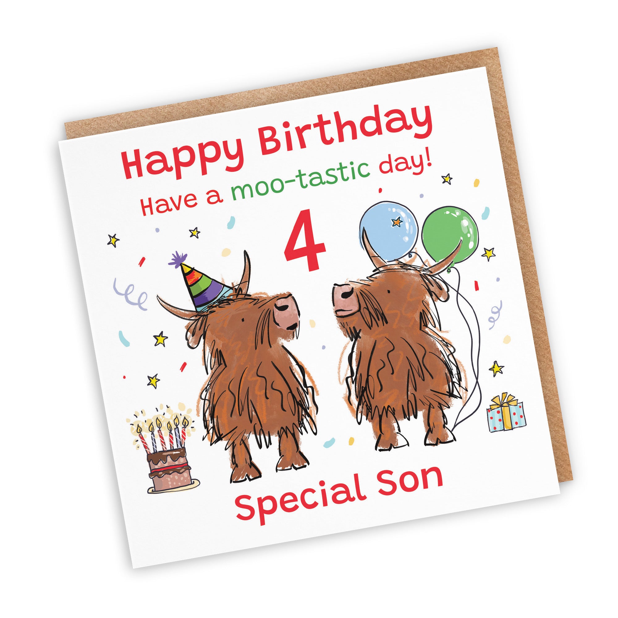 4th Son Birthday Card Highland Cows Animal Party - Default Title (RM01153)