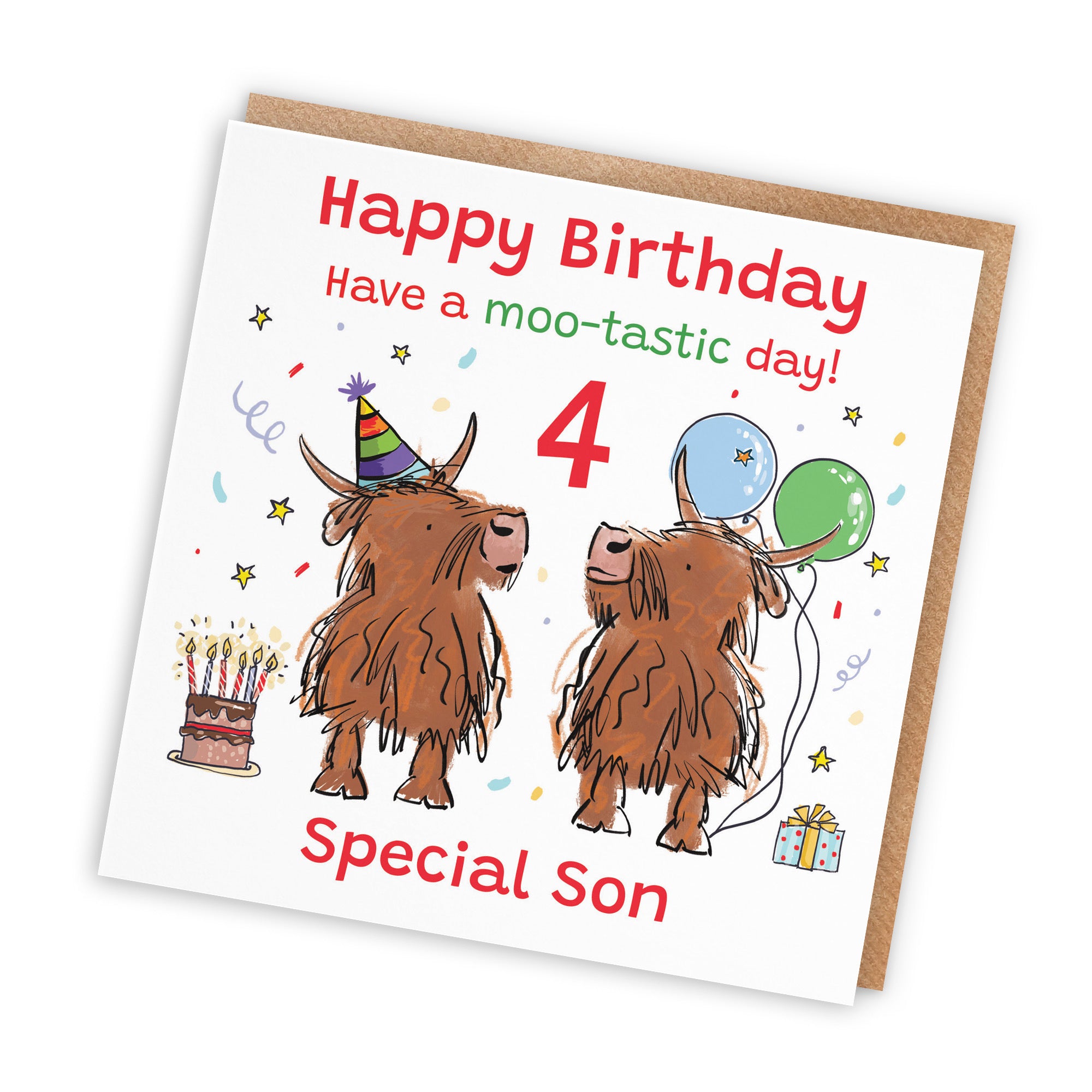 4th Son Birthday Card Highland Cows Animal Party - Default Title (RM01153)