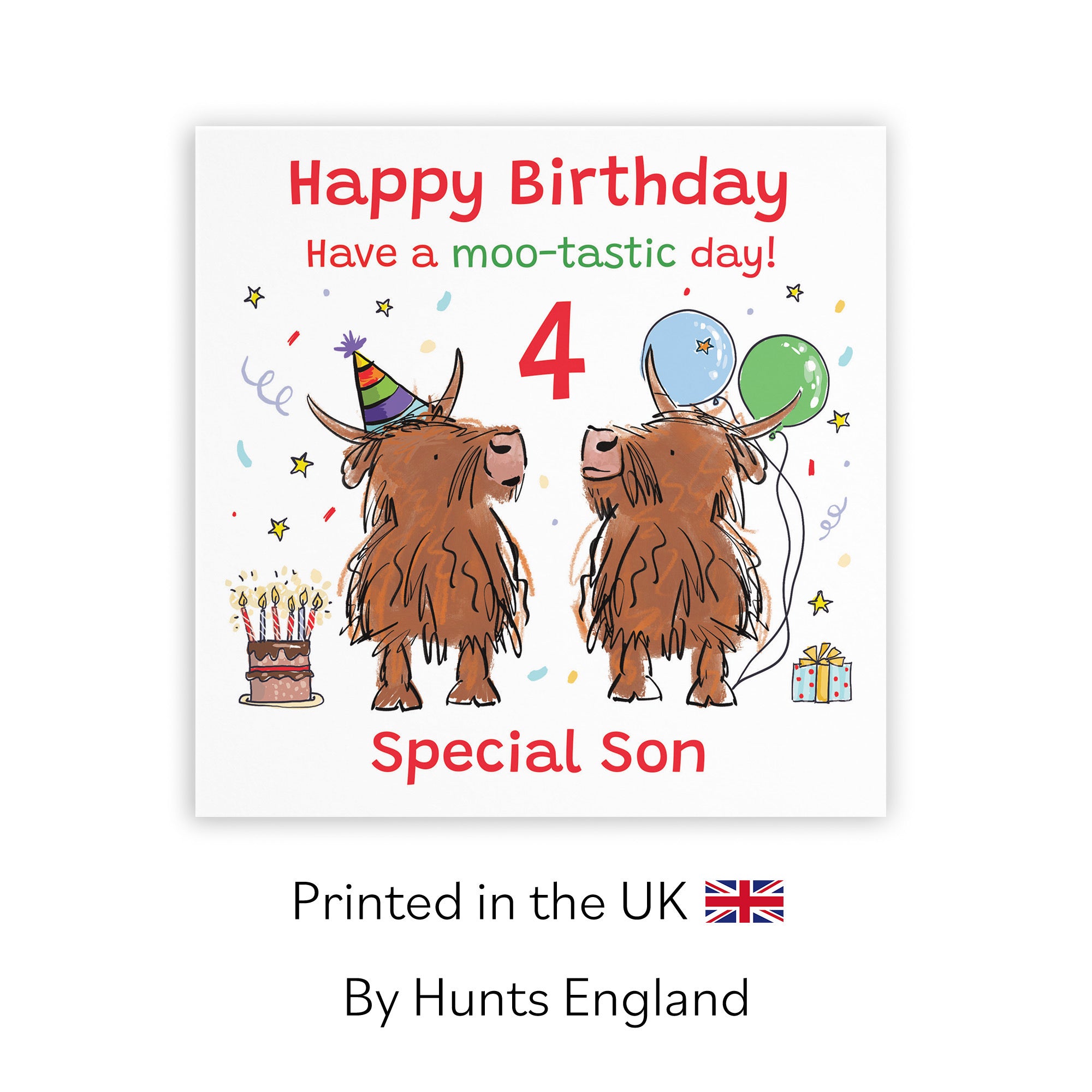 4th Son Birthday Card Highland Cows Animal Party - Default Title (RM01153)