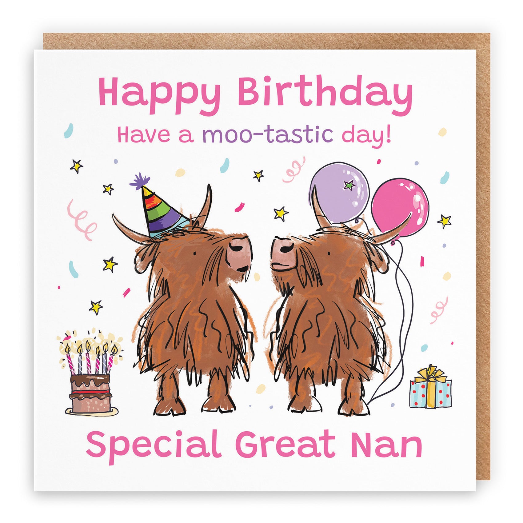 Great Nan Birthday Card Highland Cows Animal Party - Default Title (RM01156)