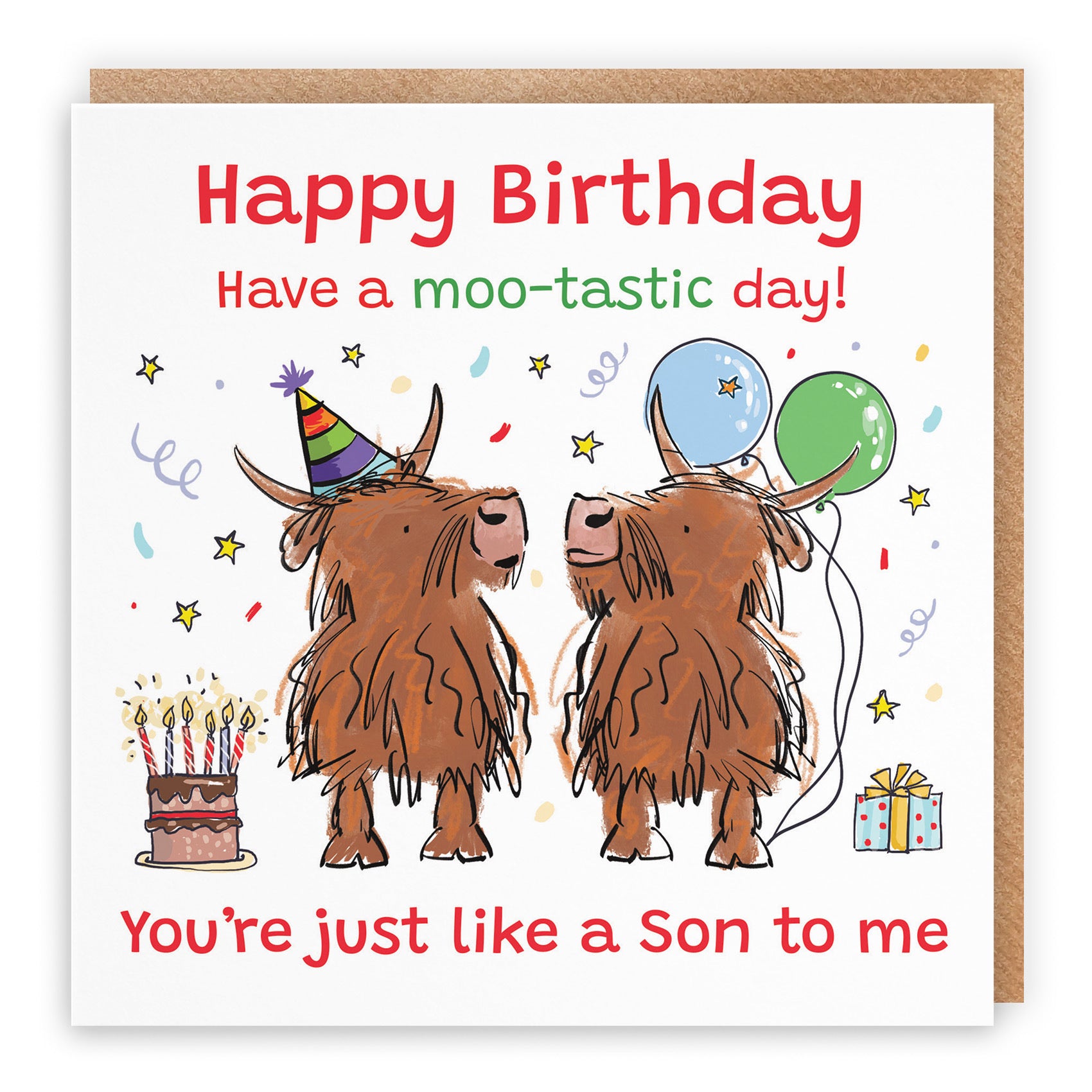 Like A Son To Me Birthday Card Highland Cows Animal Party - Default Title (RM01158)