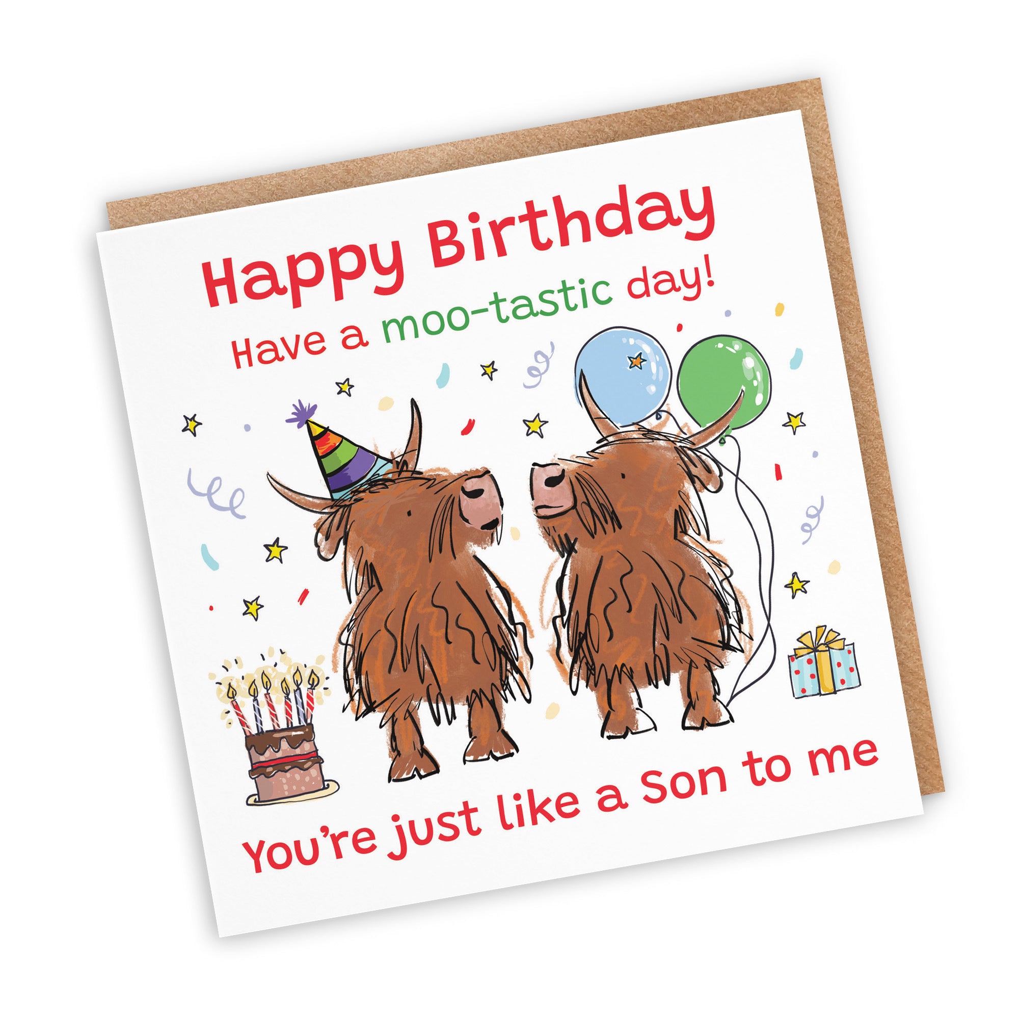 Like A Son To Me Birthday Card Highland Cows Animal Party - Default Title (RM01158)