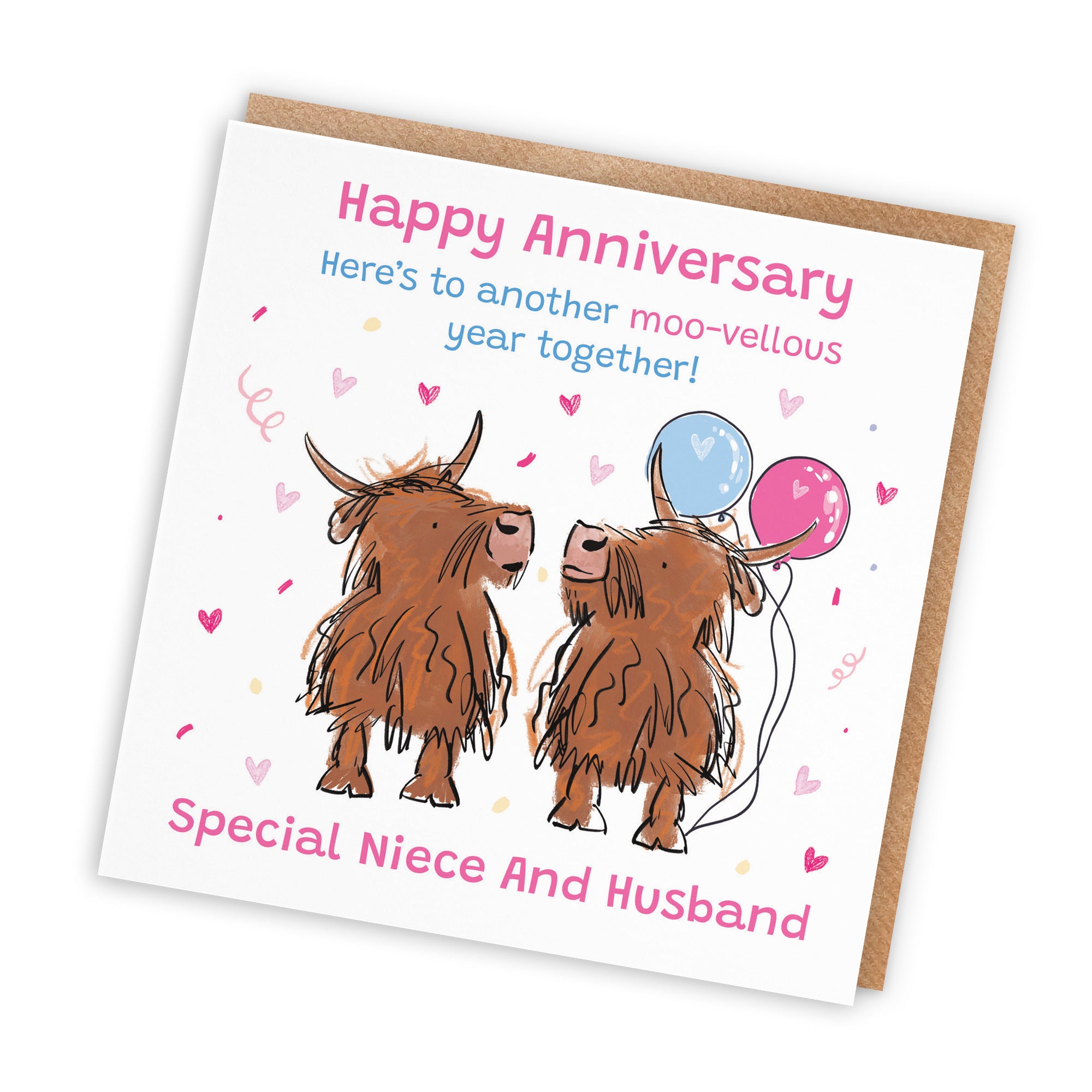Niece And Husband Anniversary Card Highland Cows Animal Party - Default Title (RM01160)