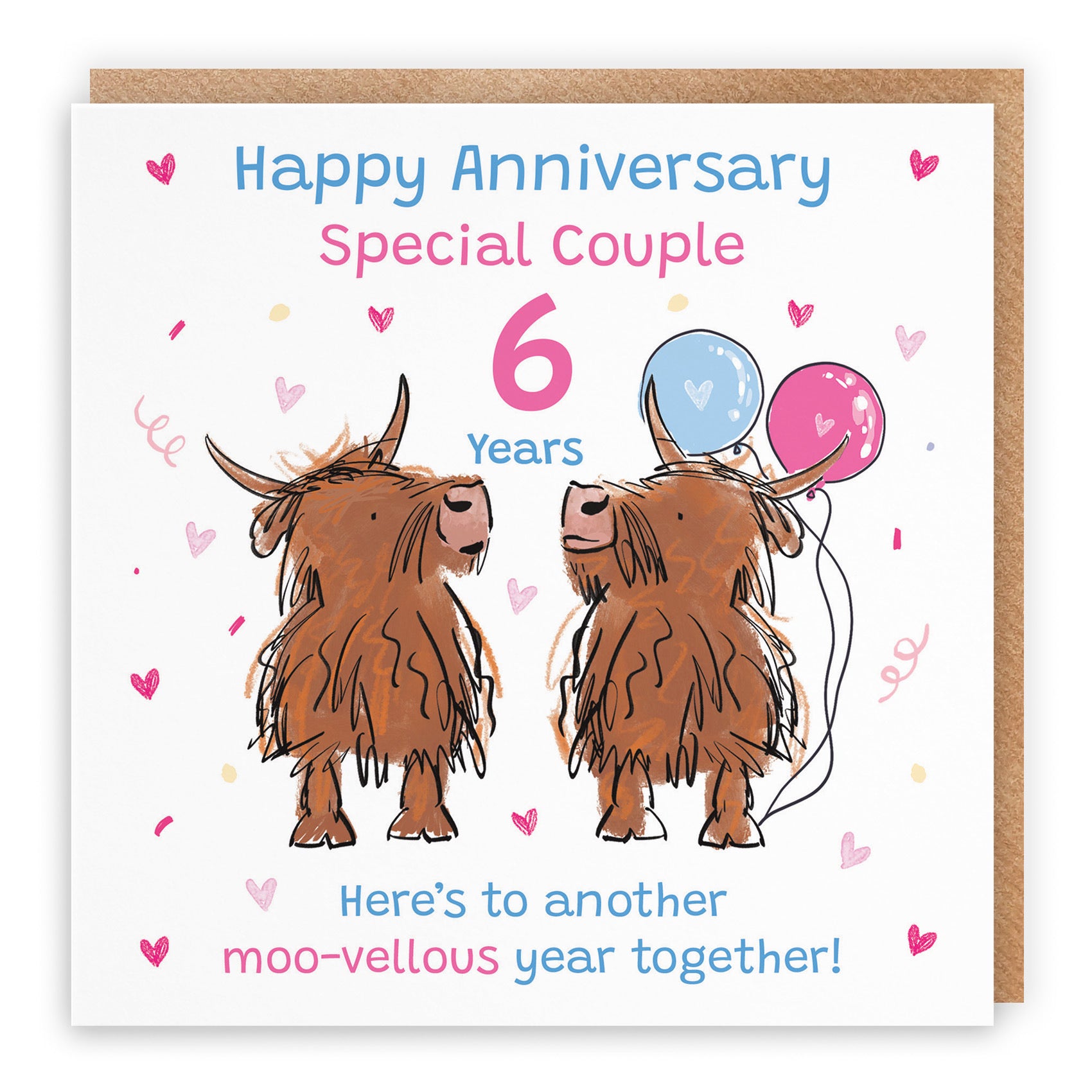 6th Couple Anniversary Card Highland Cows Animal Party - Default Title (RM01161)