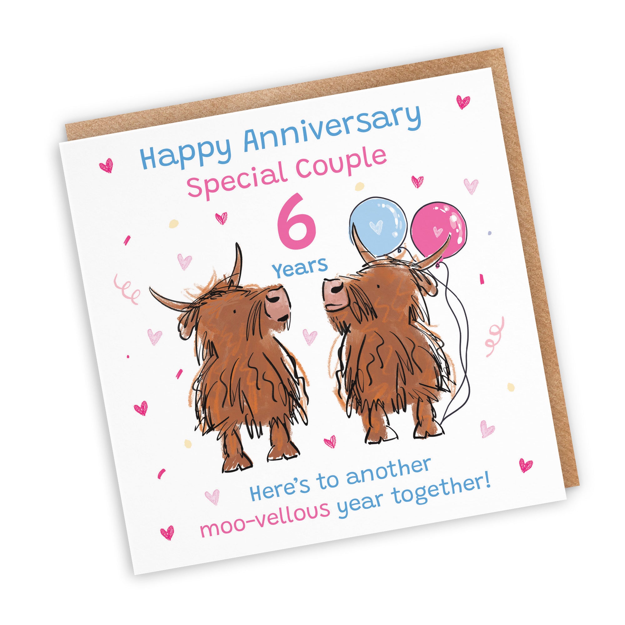 6th Couple Anniversary Card Highland Cows Animal Party - Default Title (RM01161)