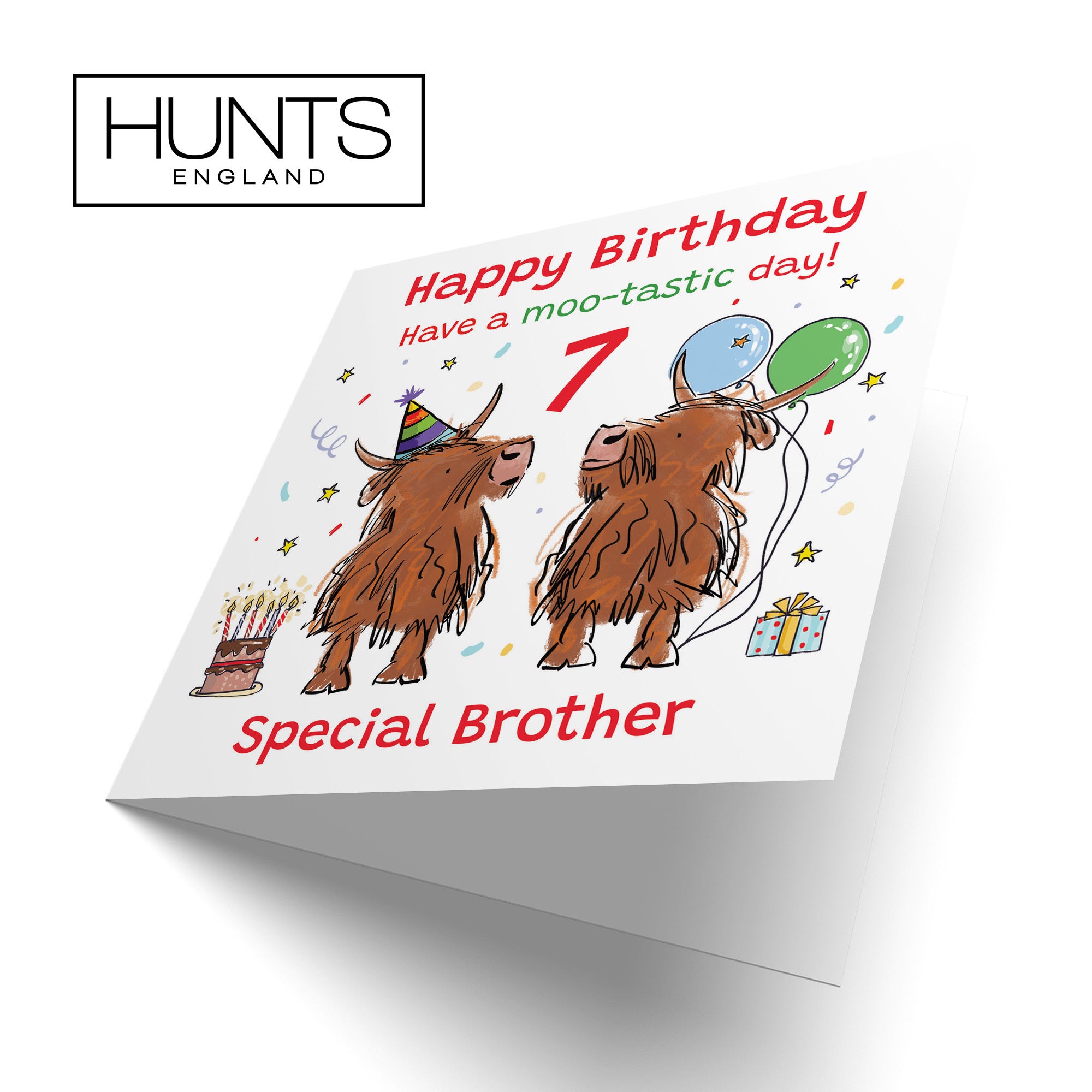 7th Brother Birthday Card Highland Cows Animal Party - Default Title (RM01162)