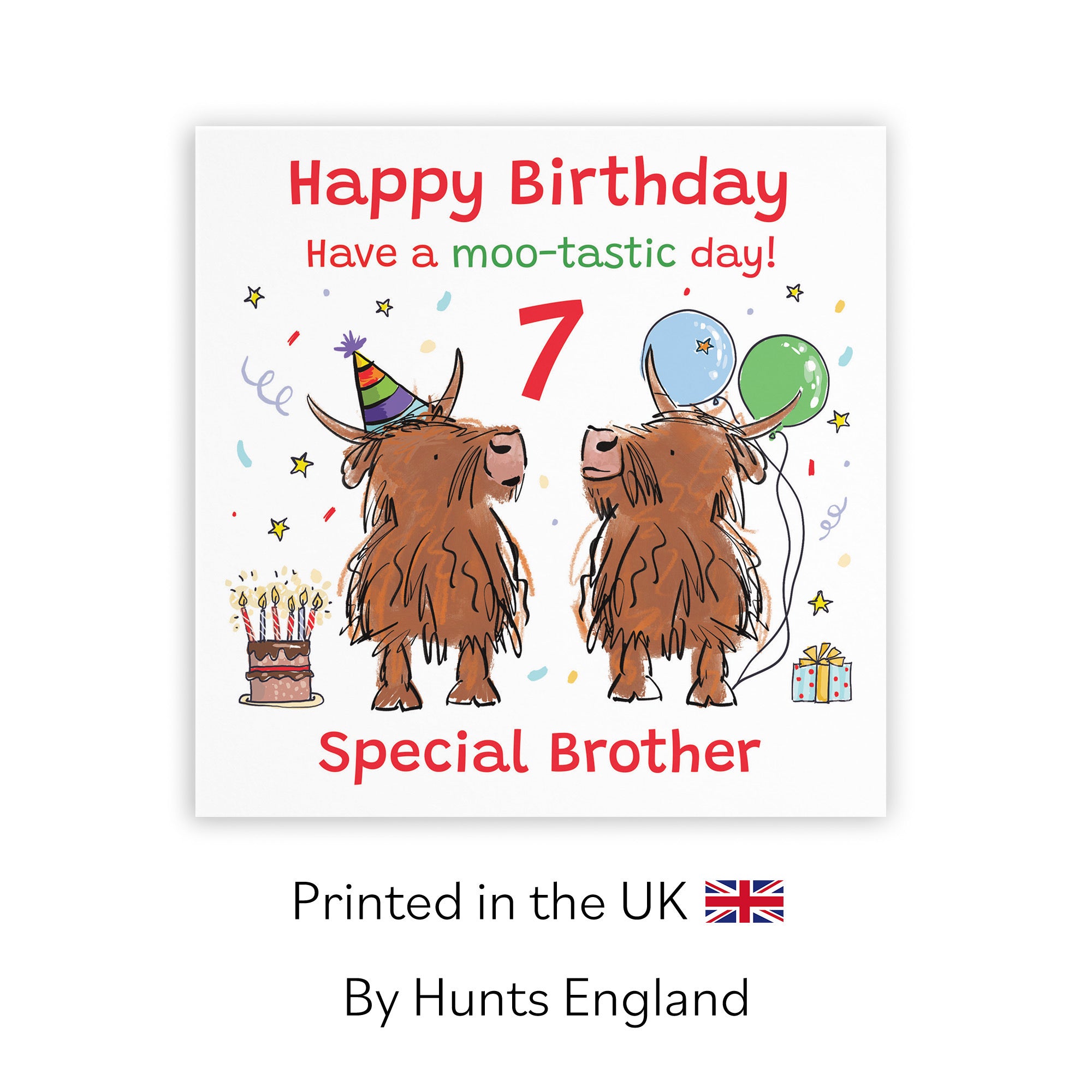 7th Brother Birthday Card Highland Cows Animal Party - Default Title (RM01162)