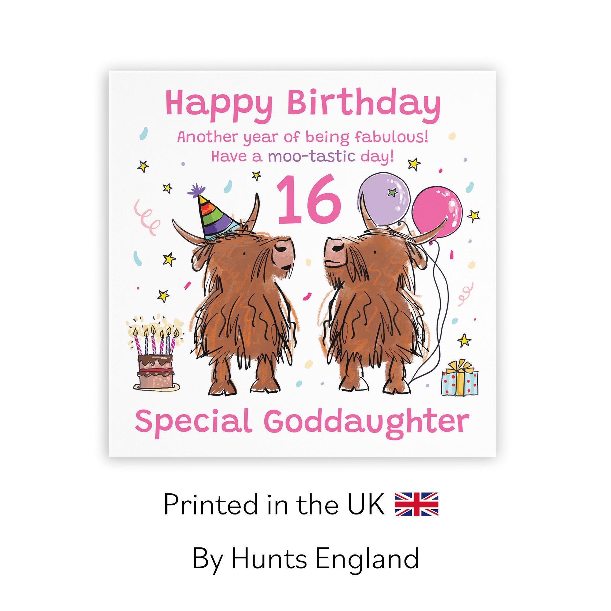 16th Goddaughter Birthday Card Highland Cows Animal Party - Default Title (RM01176)