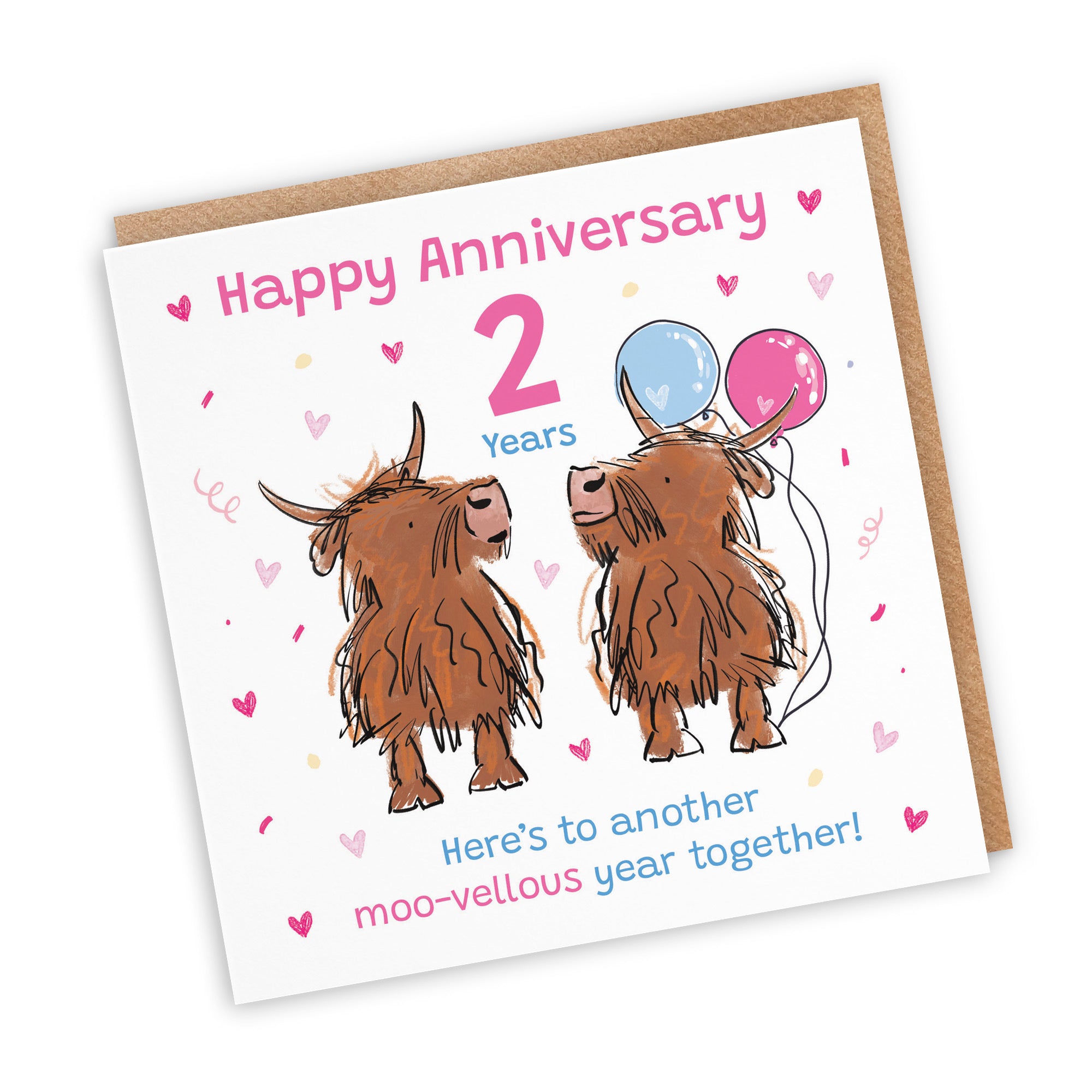 2nd Anniversary Card Highland Cows Animal Party - Default Title (RM01178)