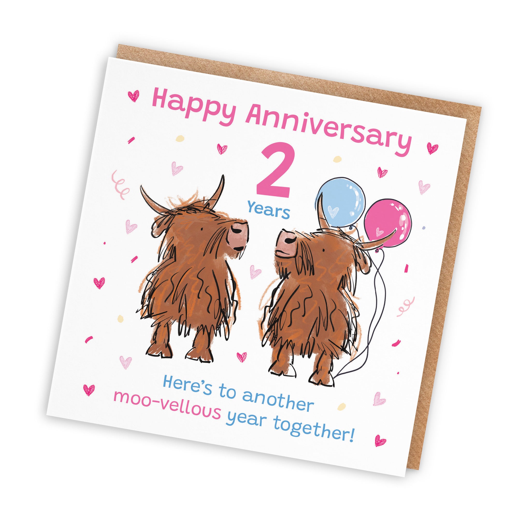 2nd Anniversary Card Highland Cows Animal Party - Default Title (RM01178)