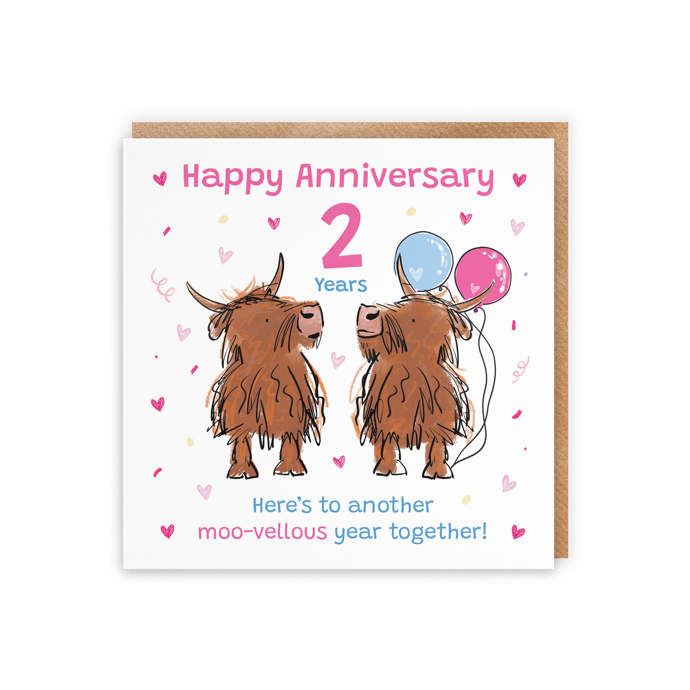 2nd Anniversary Card Highland Cows Animal Party - Default Title (RM01178)