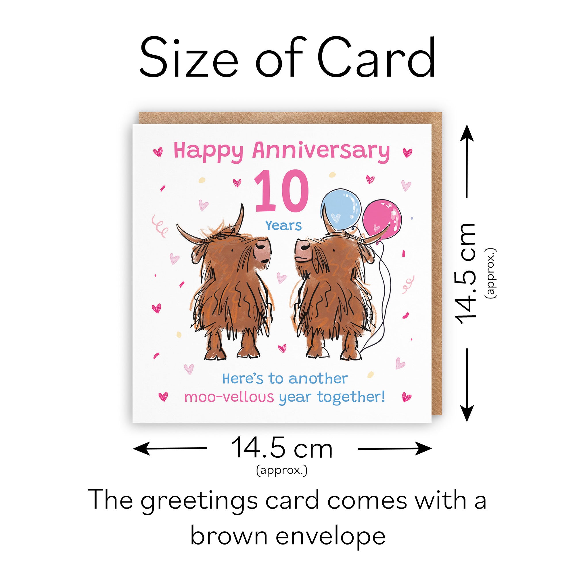 10th Anniversary Card Highland Cows Animal Party - Default Title (RM01180)