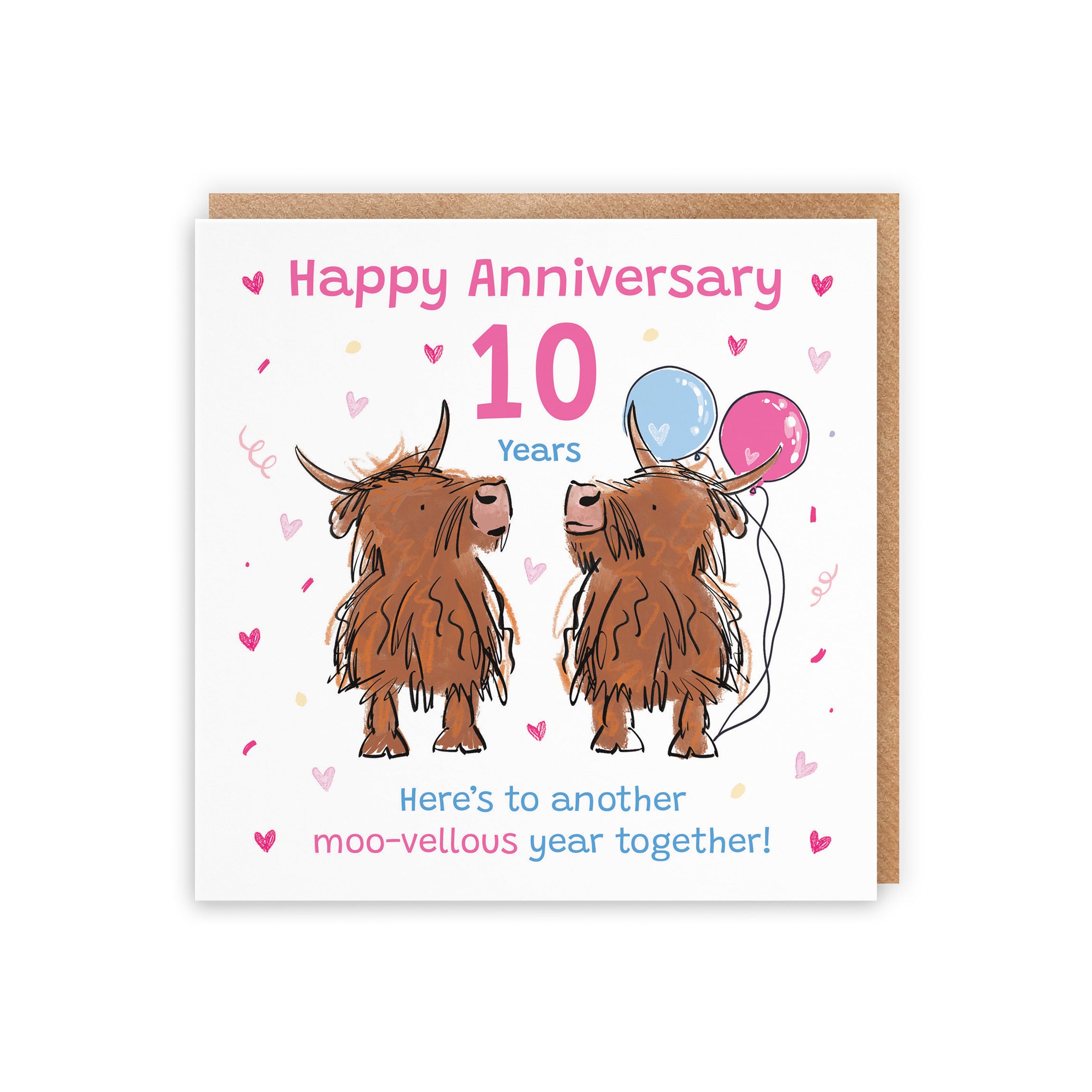 10th Anniversary Card Highland Cows Animal Party - Default Title (RM01180)