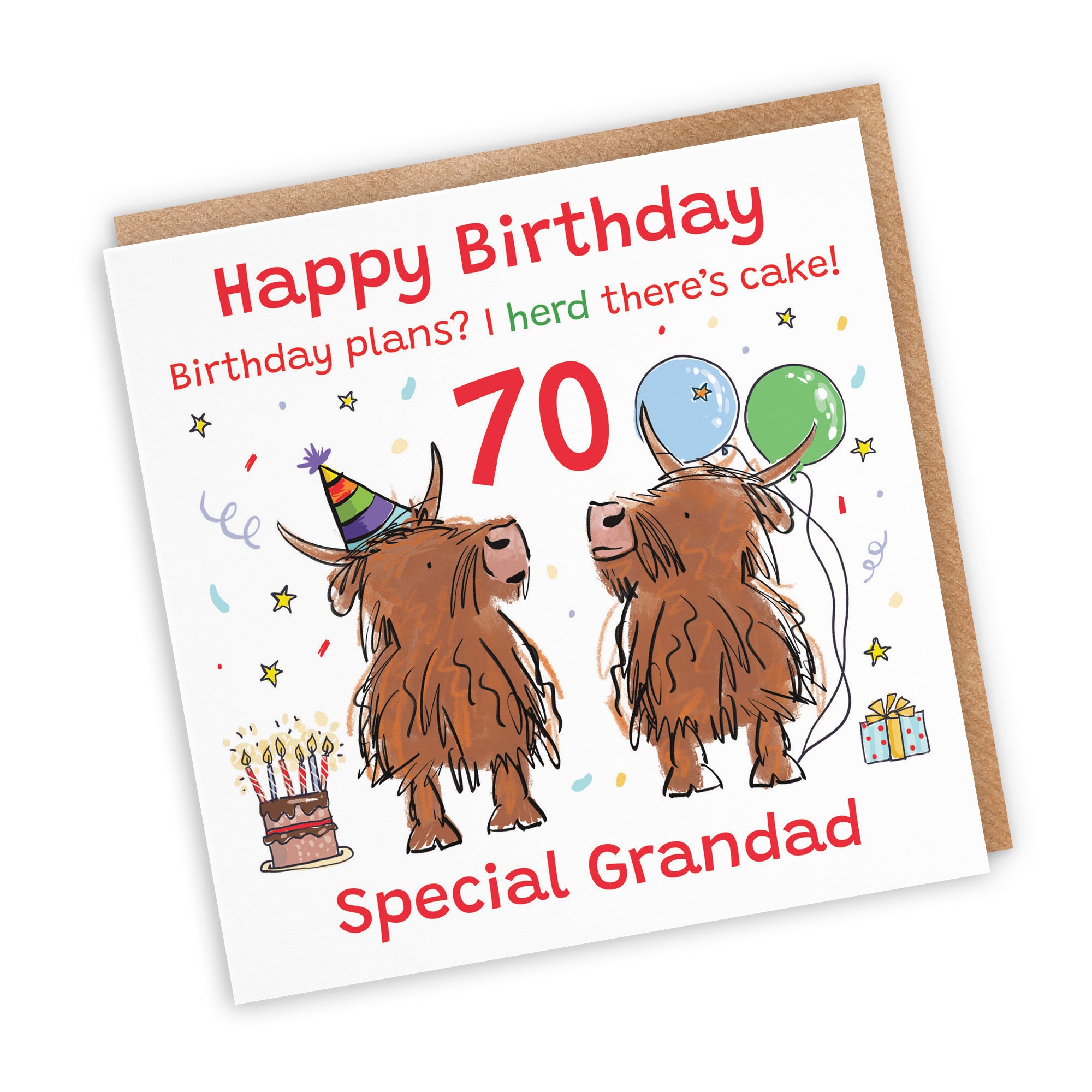 70th Grandad Birthday Card Highland Cows Animal Party - Default Title (RM01186)
