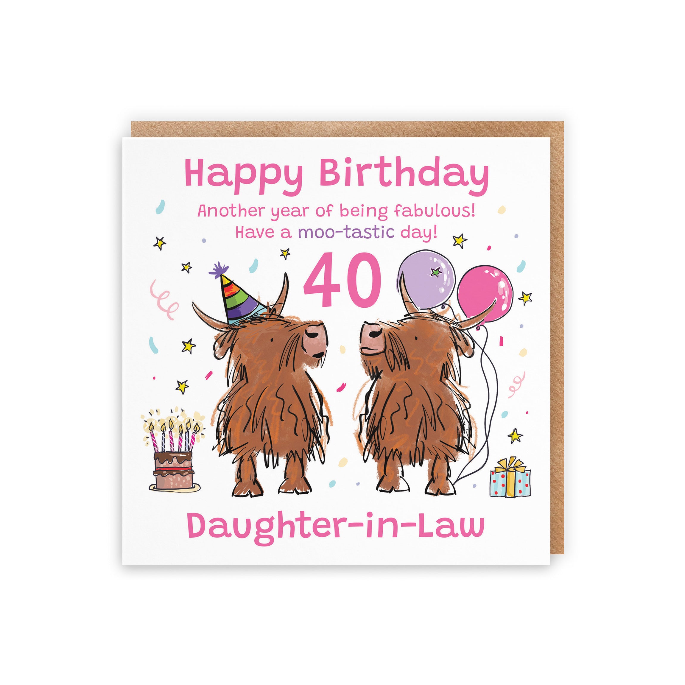 40th Daughter-in-Law Birthday Card Highland Cows Animal Party - Default Title (RM01187)