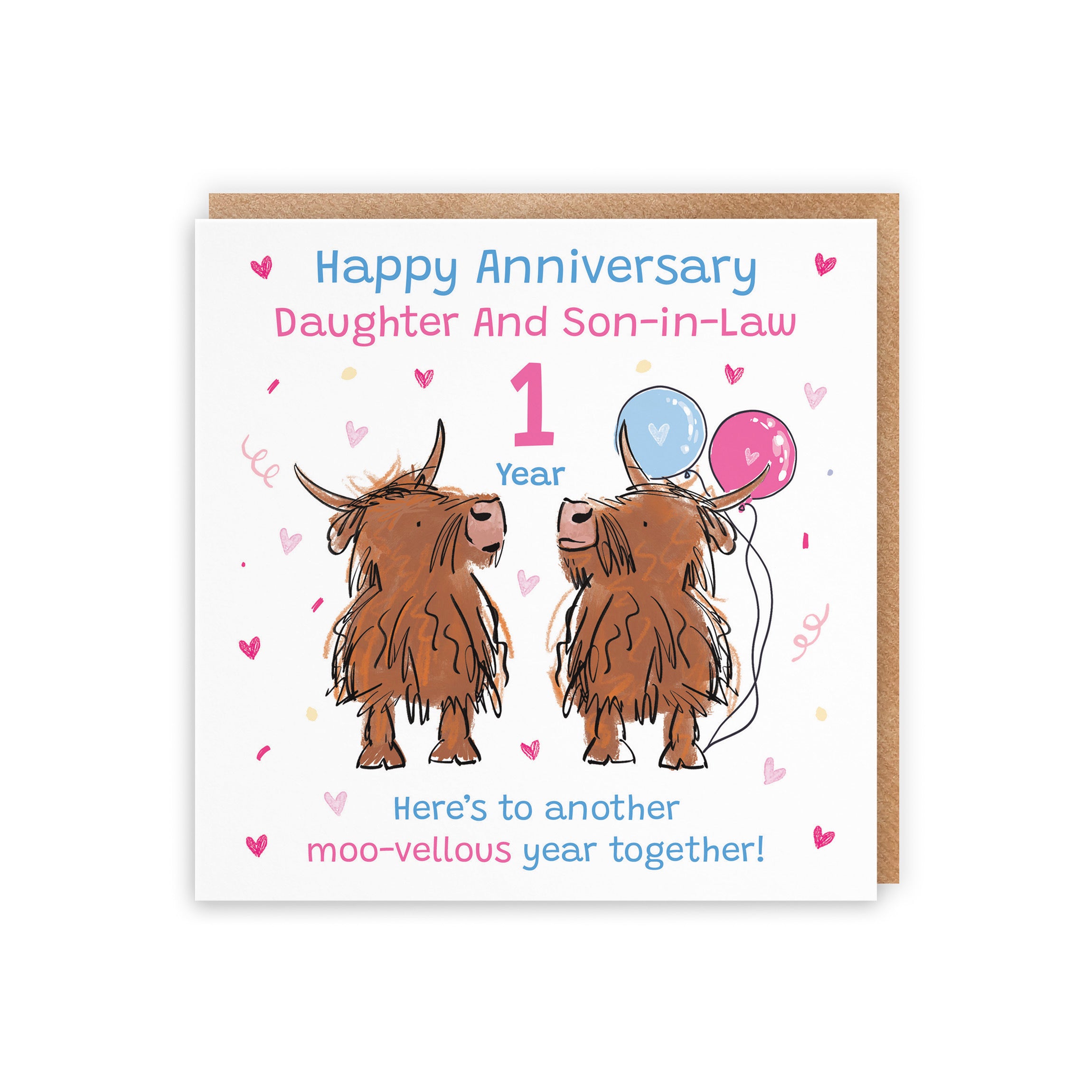 1st Daughter And Son-in-Law Anniversary Card Highland Cows Animal Party - Default Title (RM01199)
