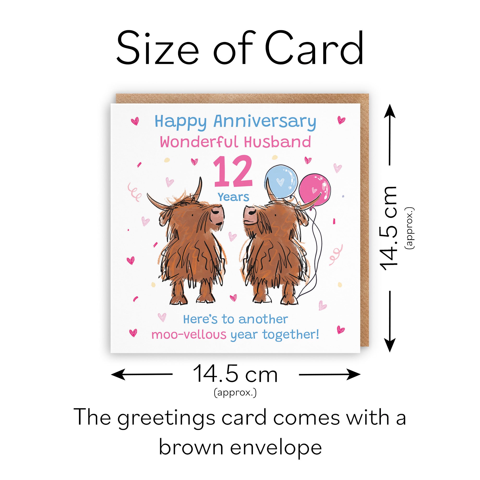 12th Husband Anniversary Card Highland Cows Animal Party - Default Title (RM01218)