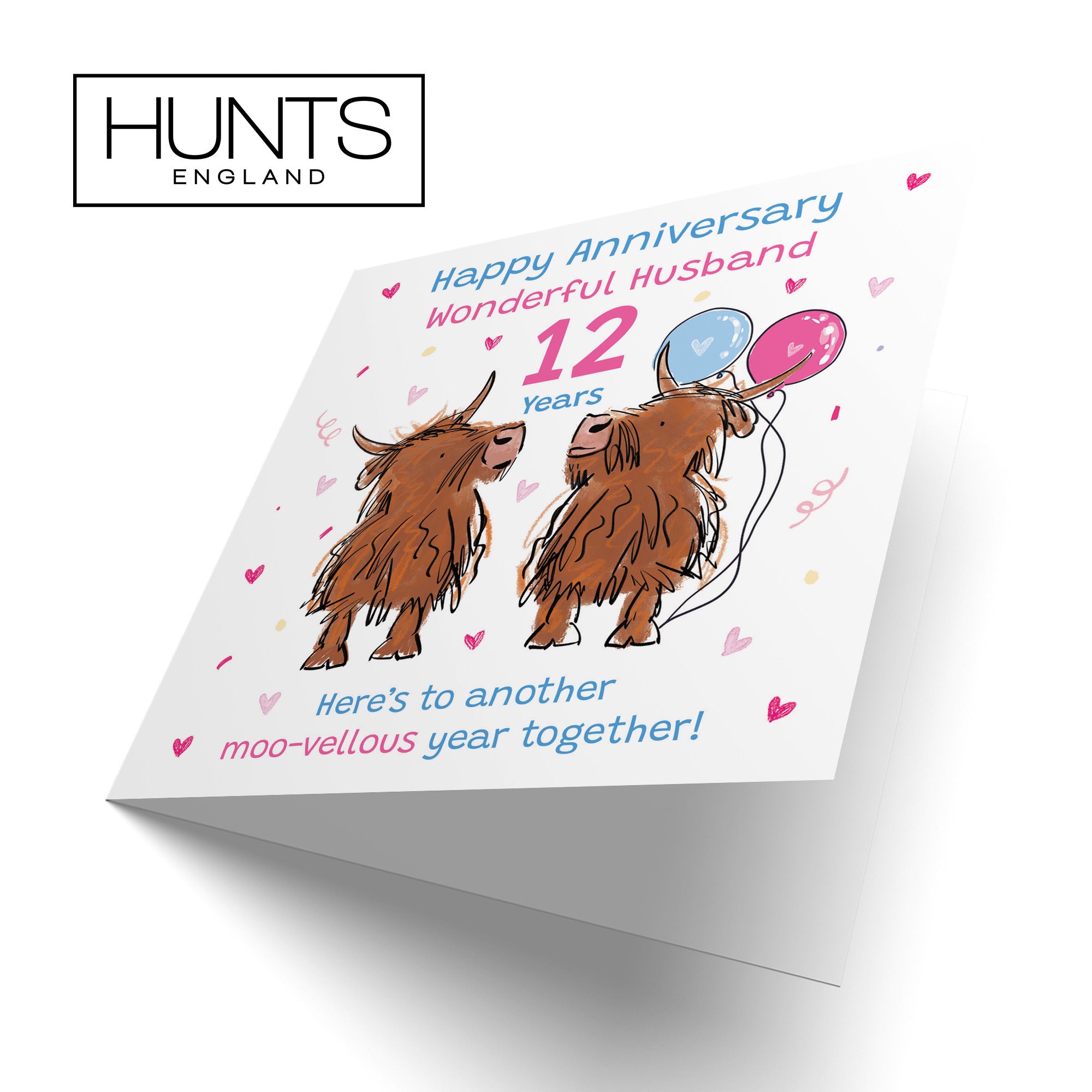 12th Husband Anniversary Card Highland Cows Animal Party - Default Title (RM01218)