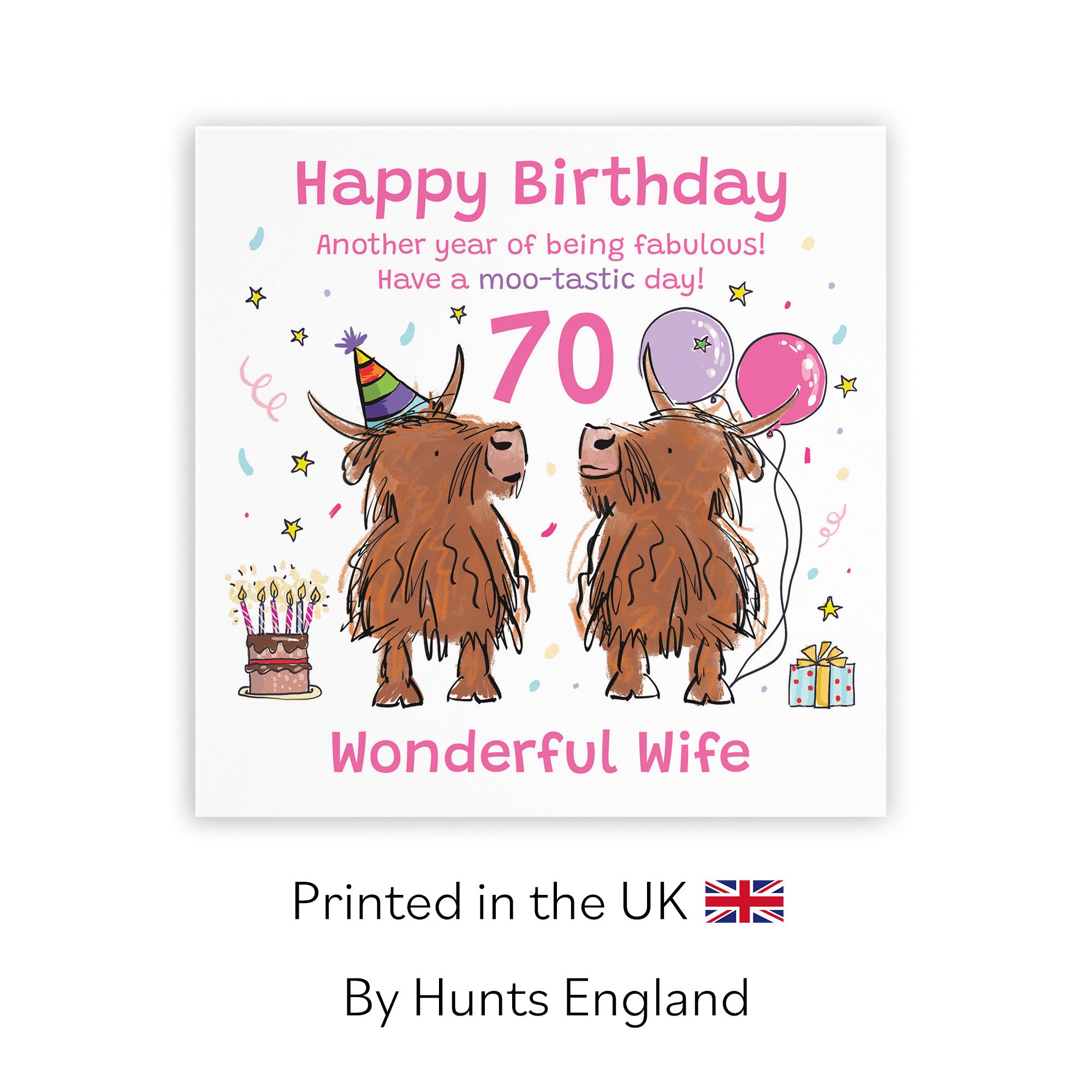 70th Wife Birthday Card Highland Cows Animal Party - Default Title (RM01220)