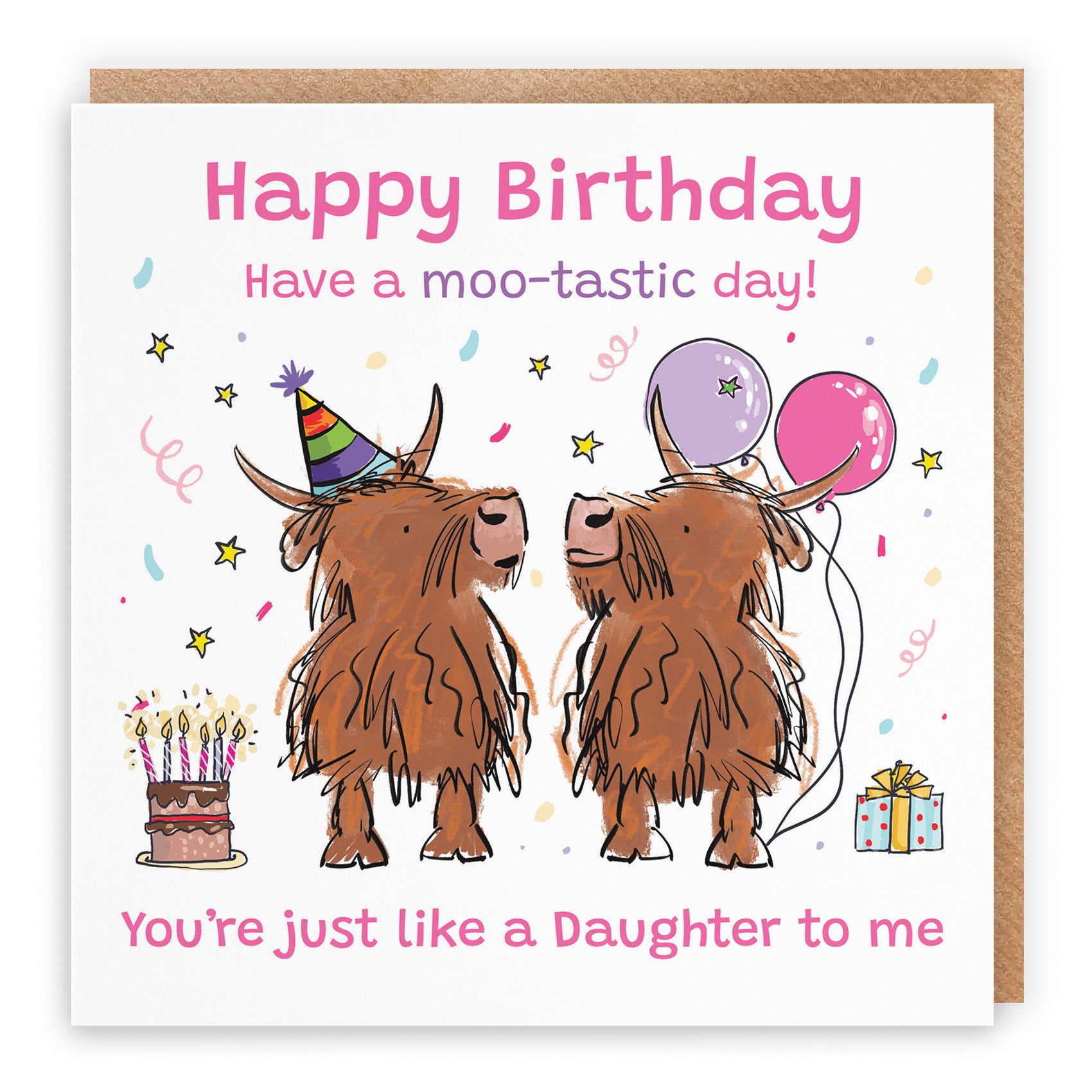 Like A Daughter To Me Birthday Card Highland Cows Animal Party - Default Title (RM01289)