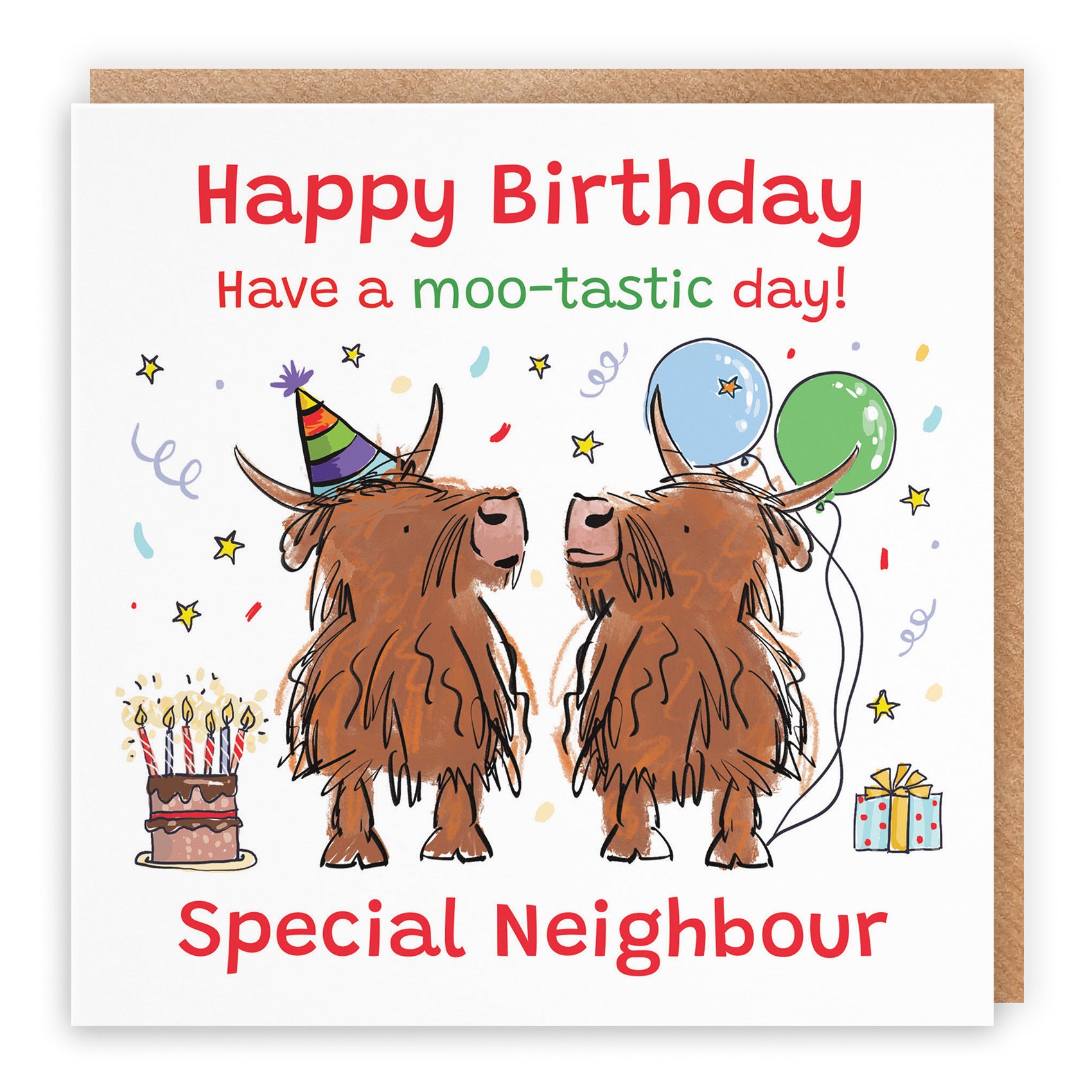 Neighbour Birthday Card Highland Cows Animal Party - Default Title (RM01296)