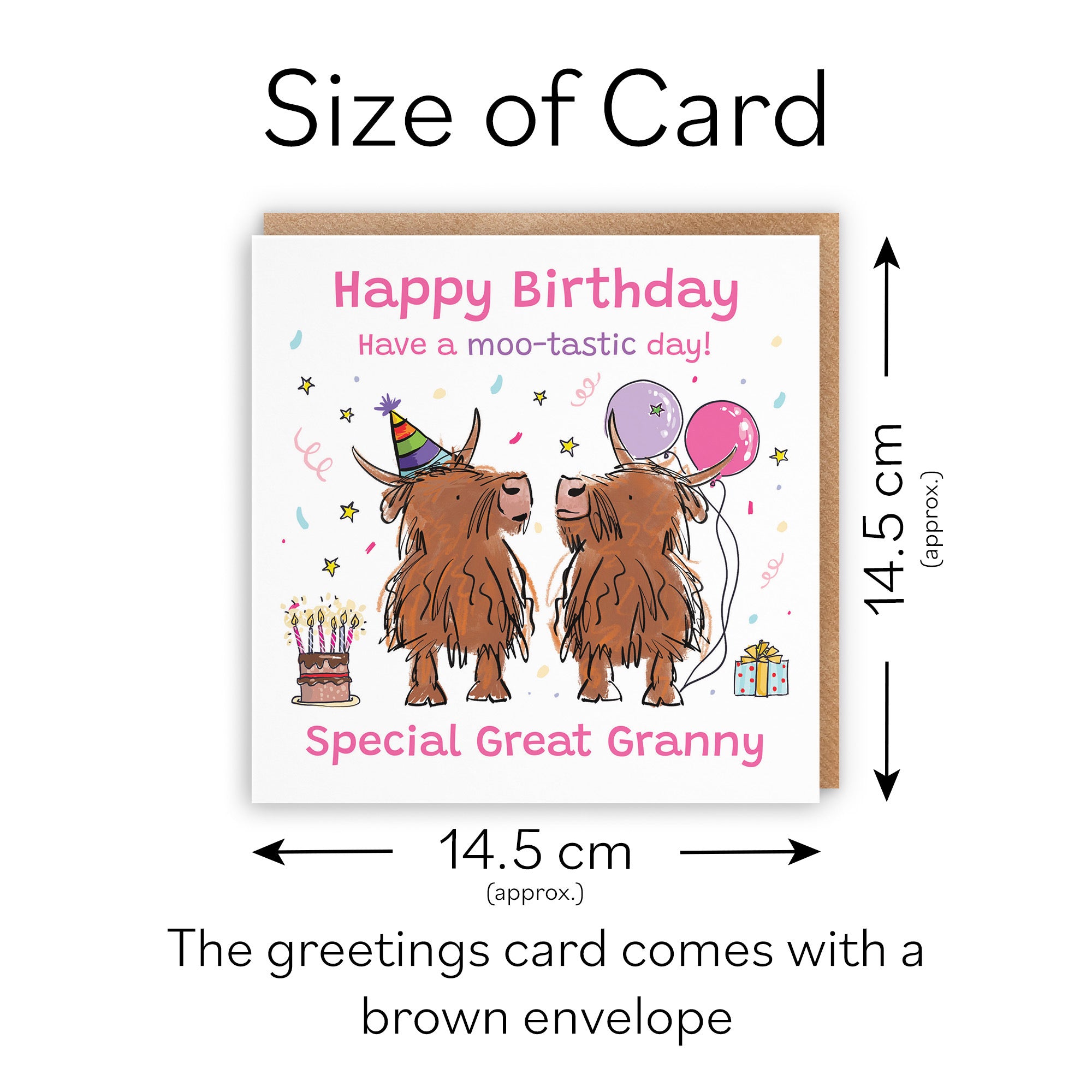 Great Granny Birthday Card Highland Cows Animal Party - Default Title (RM01319)