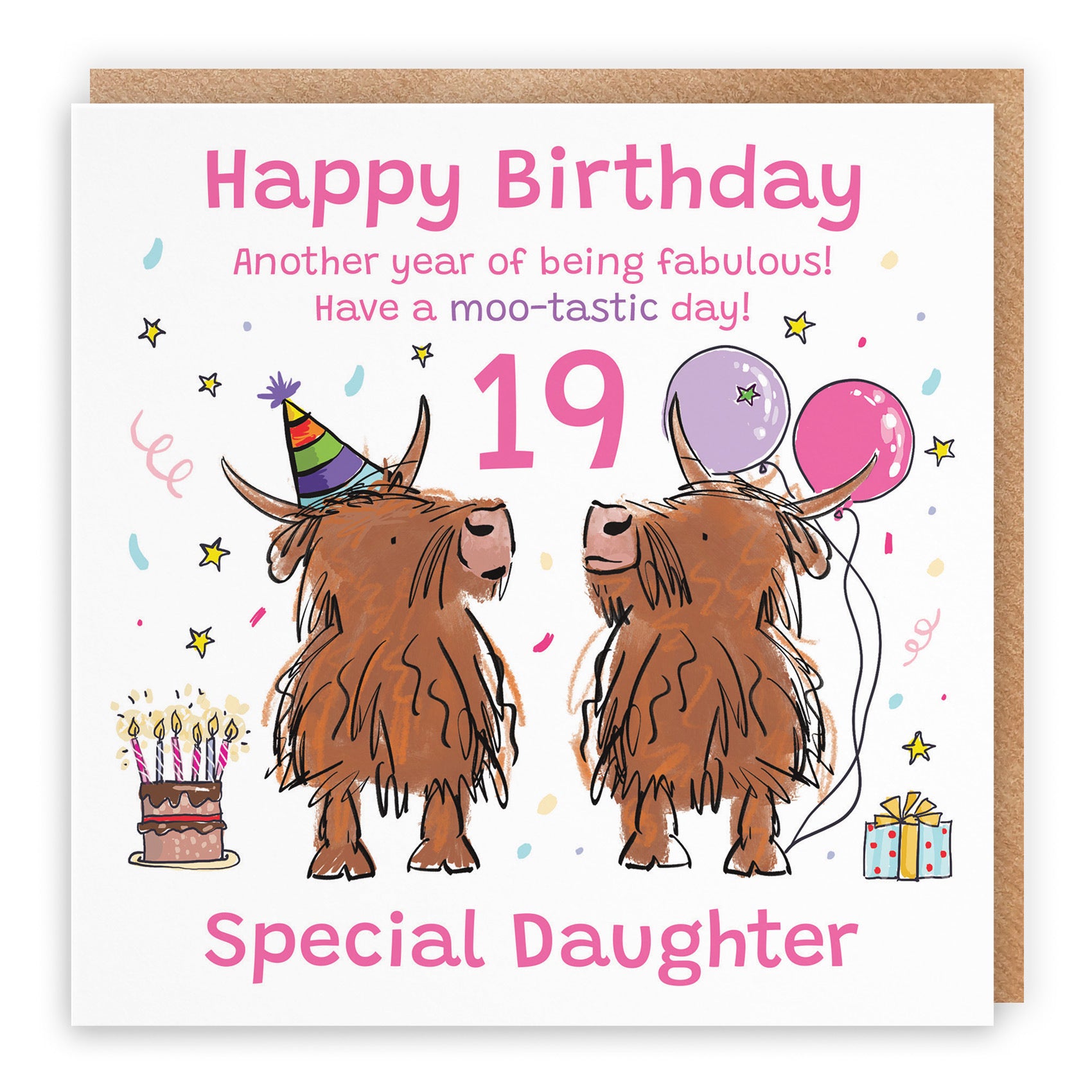 19th Daughter Birthday Card Highland Cows Animal Party - Default Title (RM01337)