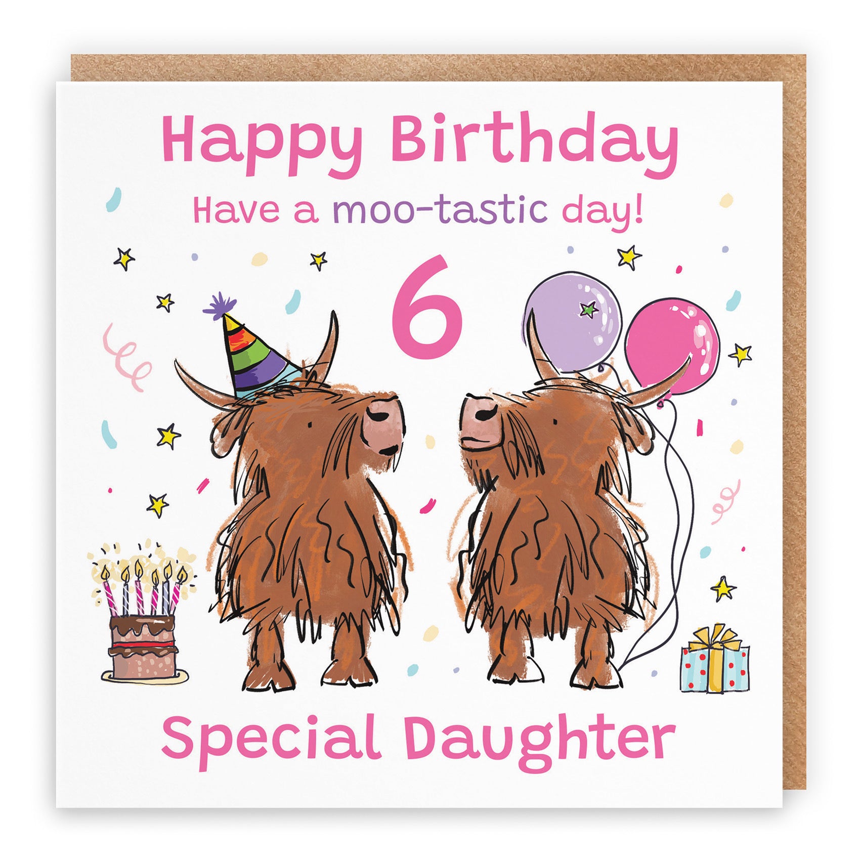 6th Daughter Birthday Card Highland Cows Animal Party - Default Title (RM01364)