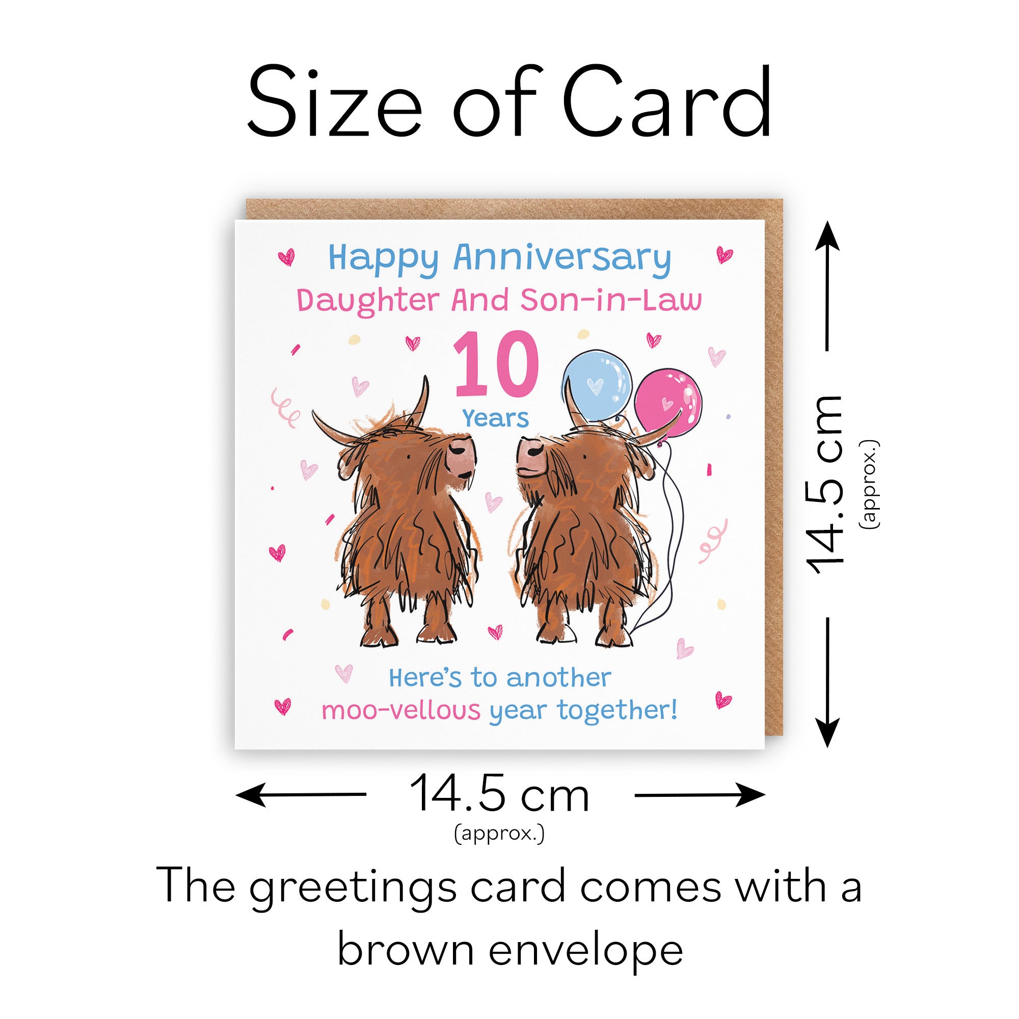 10th Daughter And Son-in-Law Anniversary Card Highland Cows Animal Party - Default Title (RM01370)