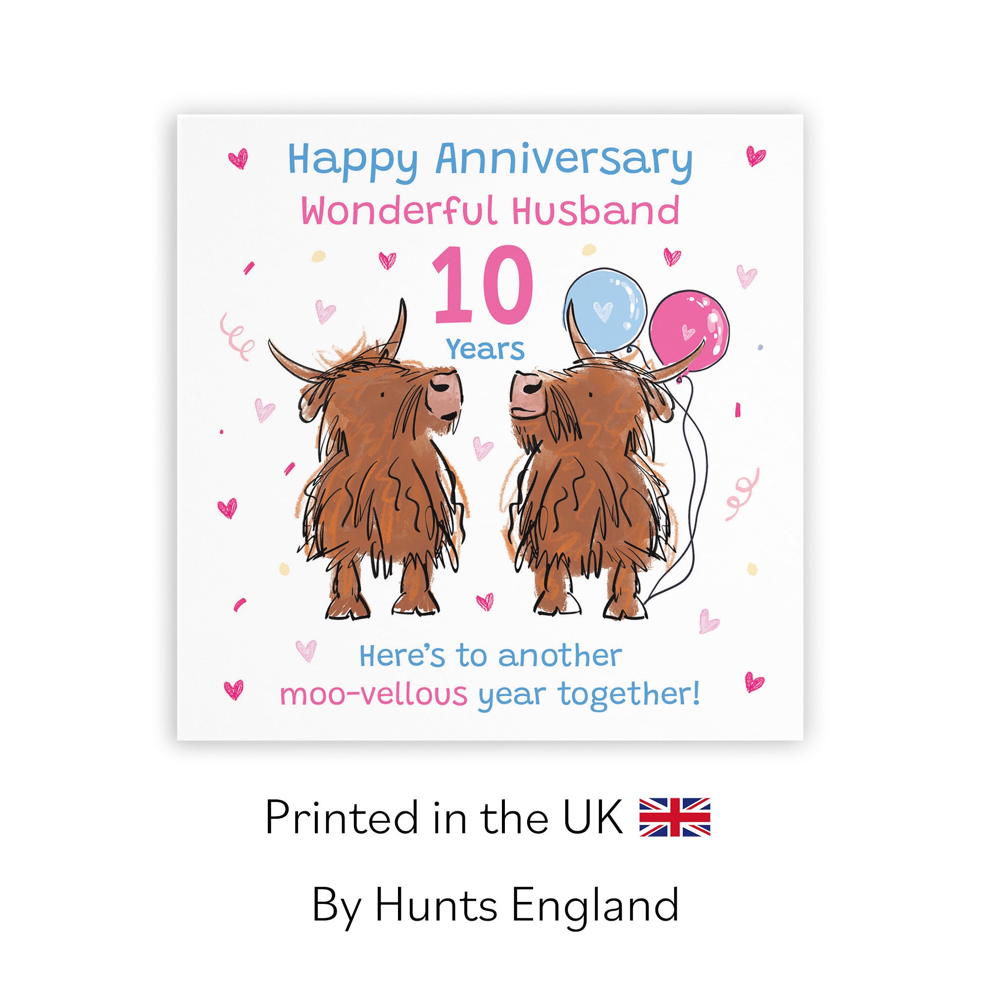 10th Husband Anniversary Card Highland Cows Animal Party - Default Title (RM01372)