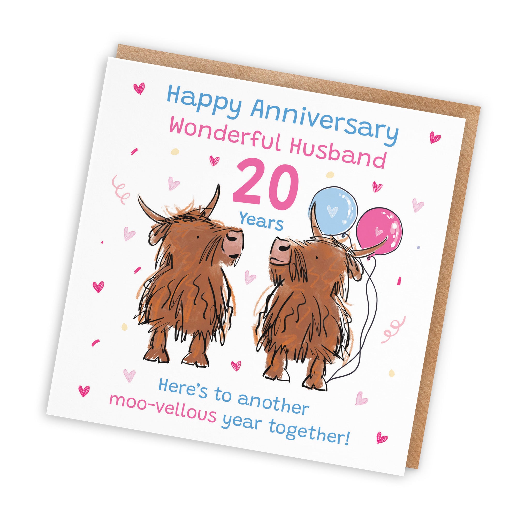 20th Husband Anniversary Card Highland Cows Animal Party - Default Title (RM01375)
