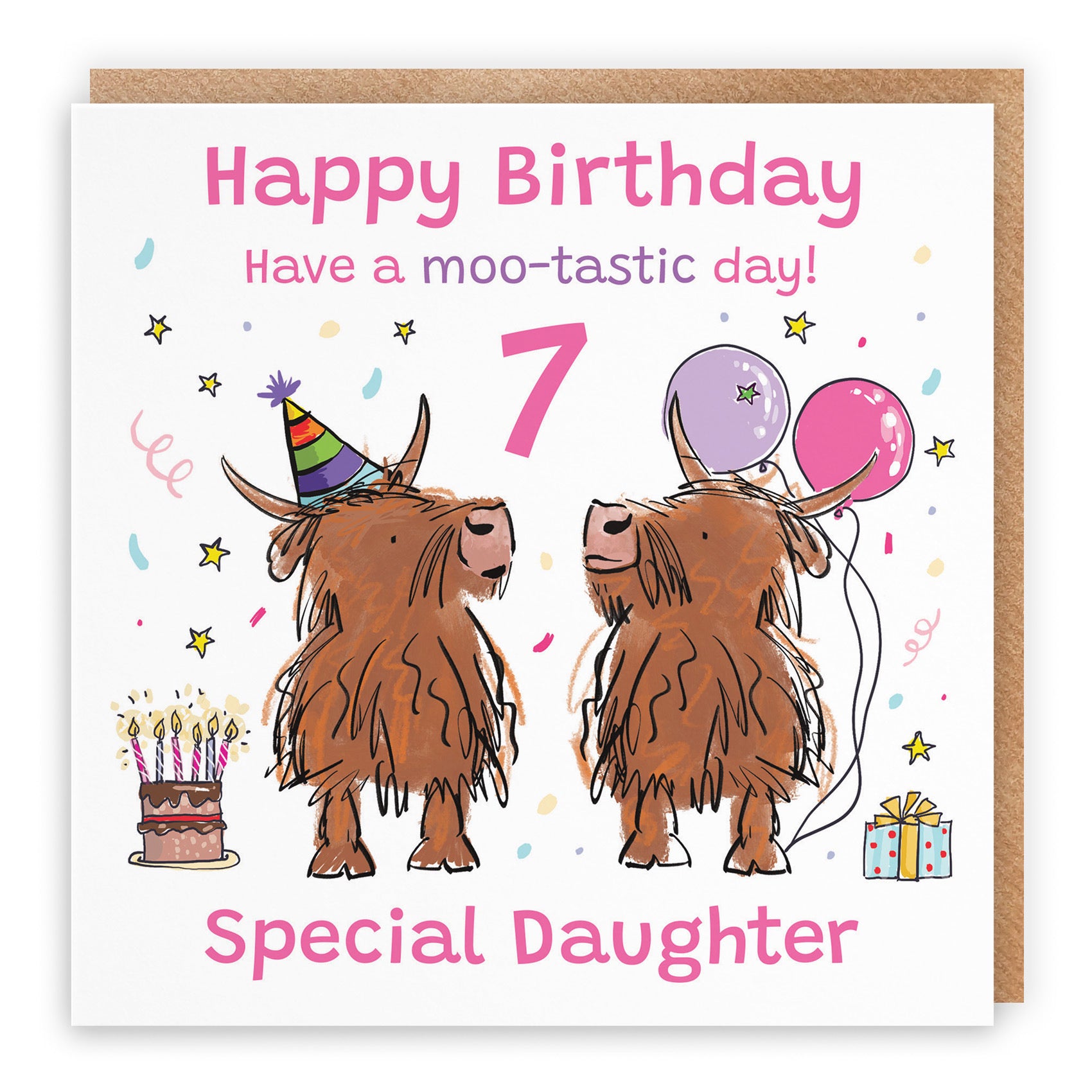 7th Daughter Birthday Card Highland Cows Animal Party - Default Title (RM01384)