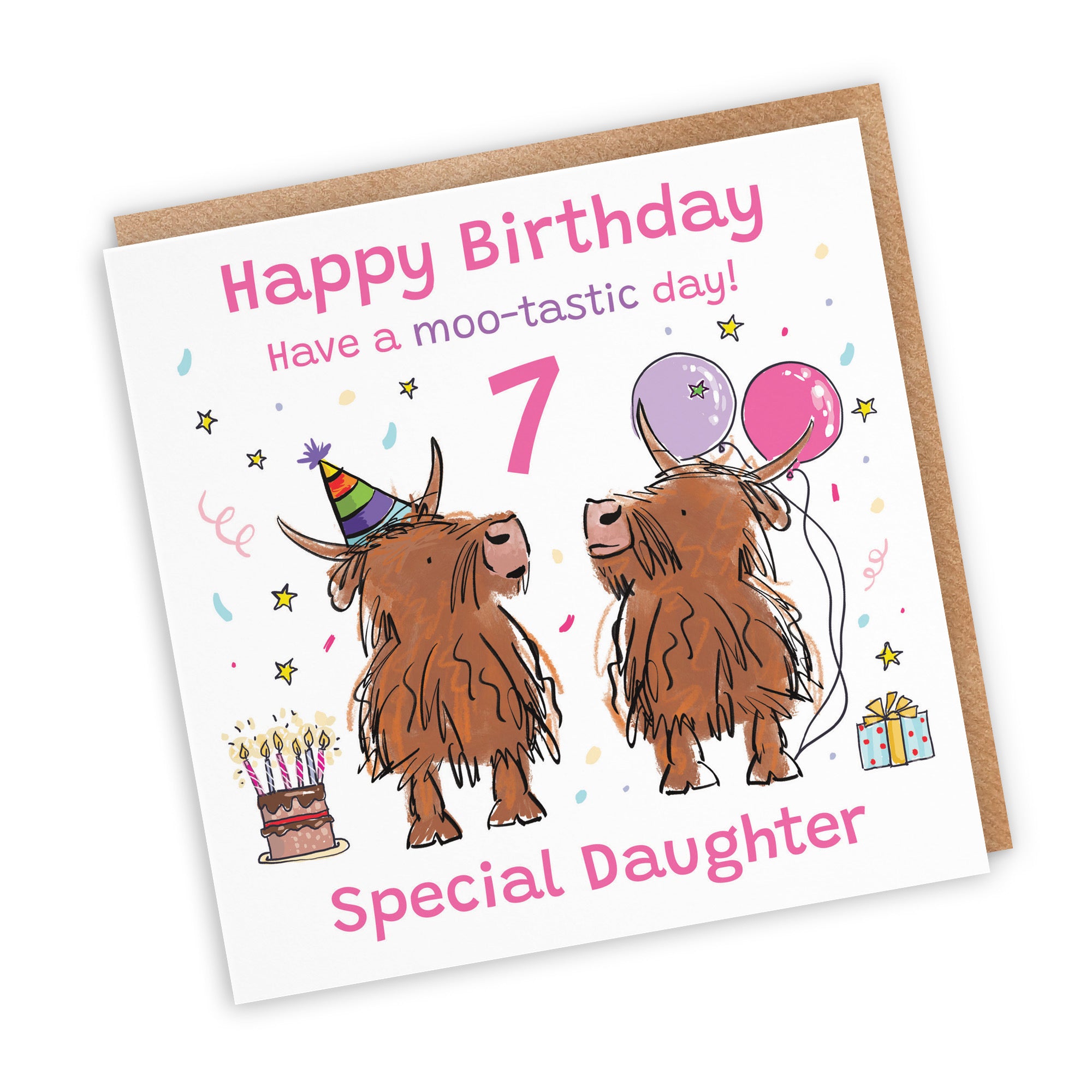 7th Daughter Birthday Card Highland Cows Animal Party - Default Title (RM01384)