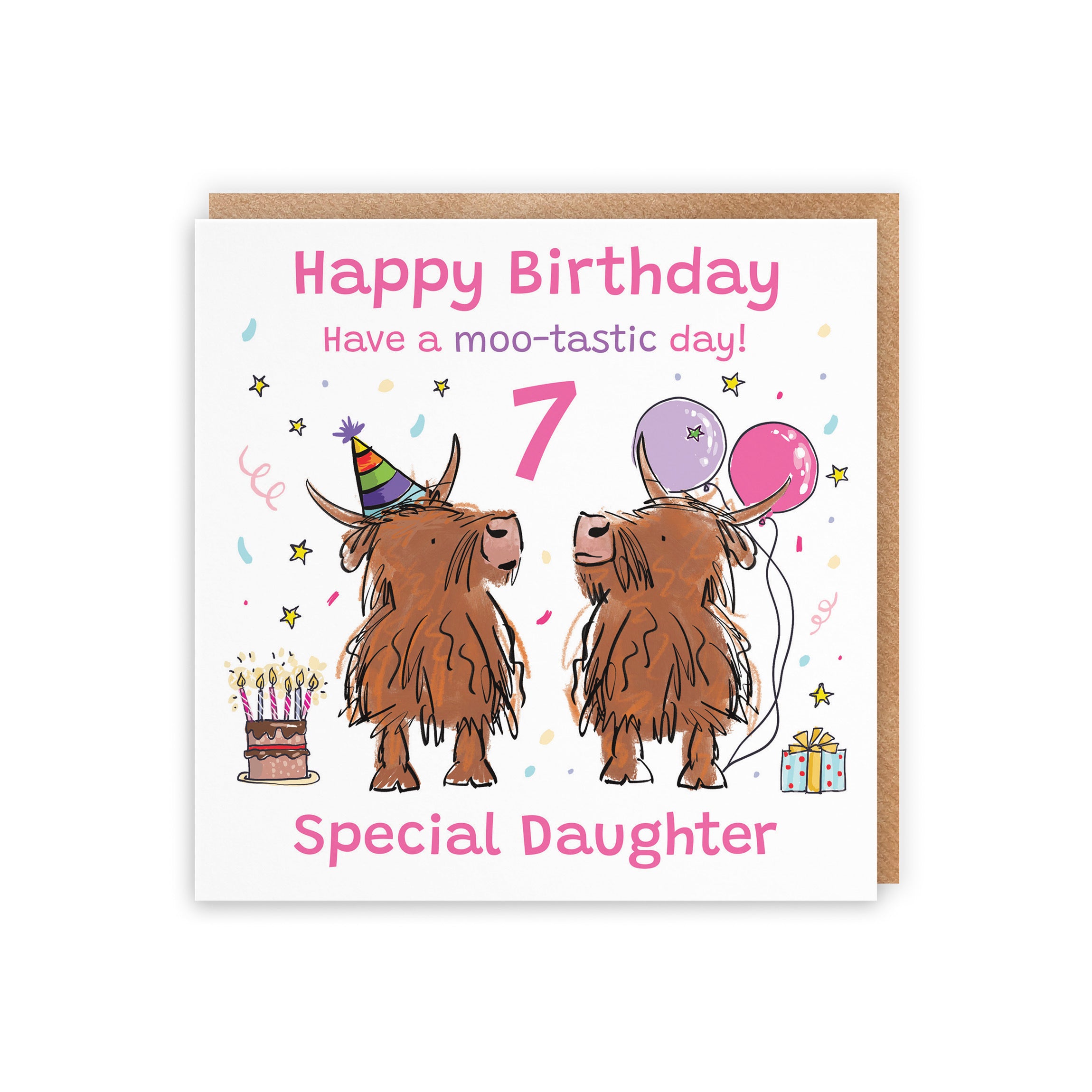 7th Daughter Birthday Card Highland Cows Animal Party - Default Title (RM01384)