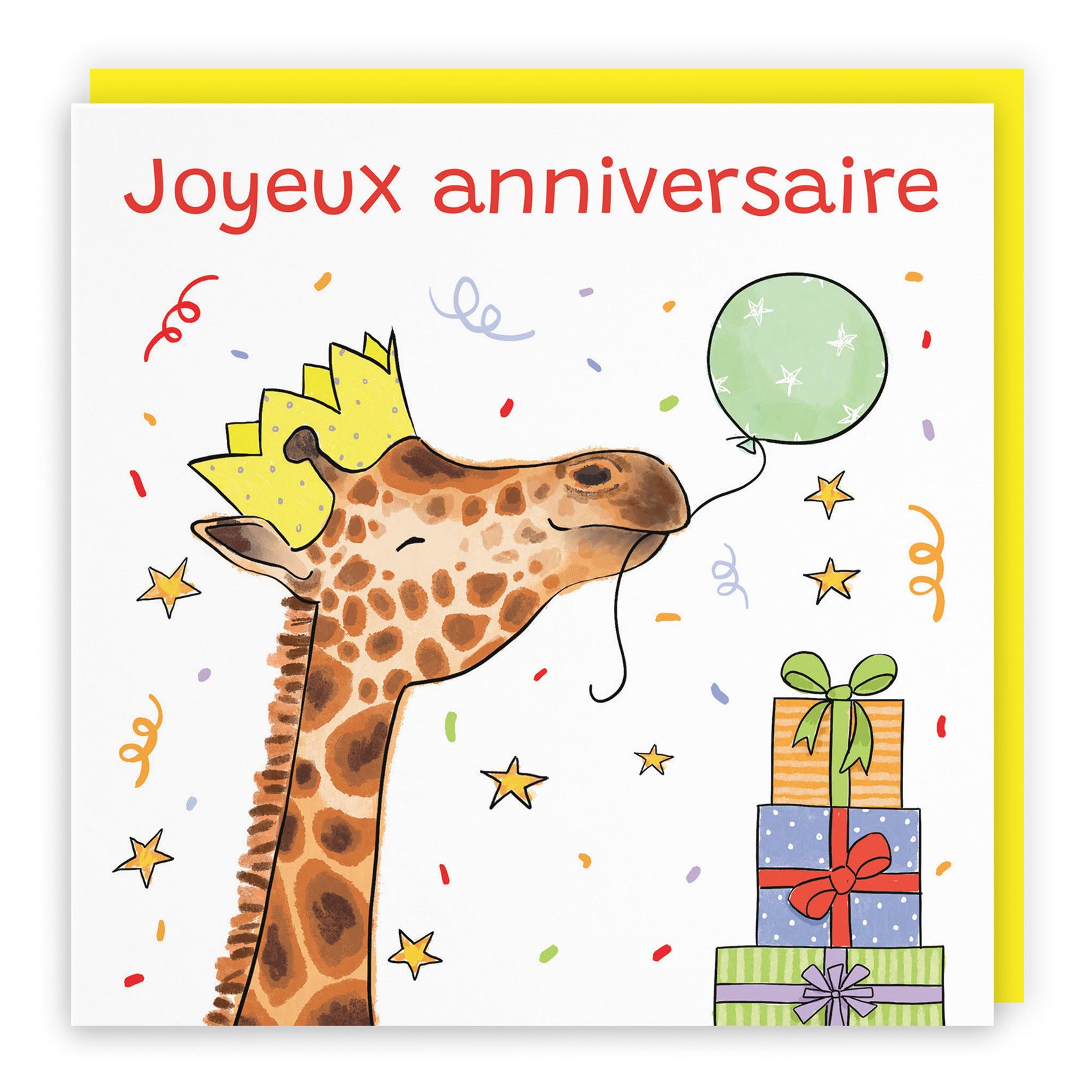 French Language Birthday Card Happy Giraffe Animal Party - Default Title (RM01422)