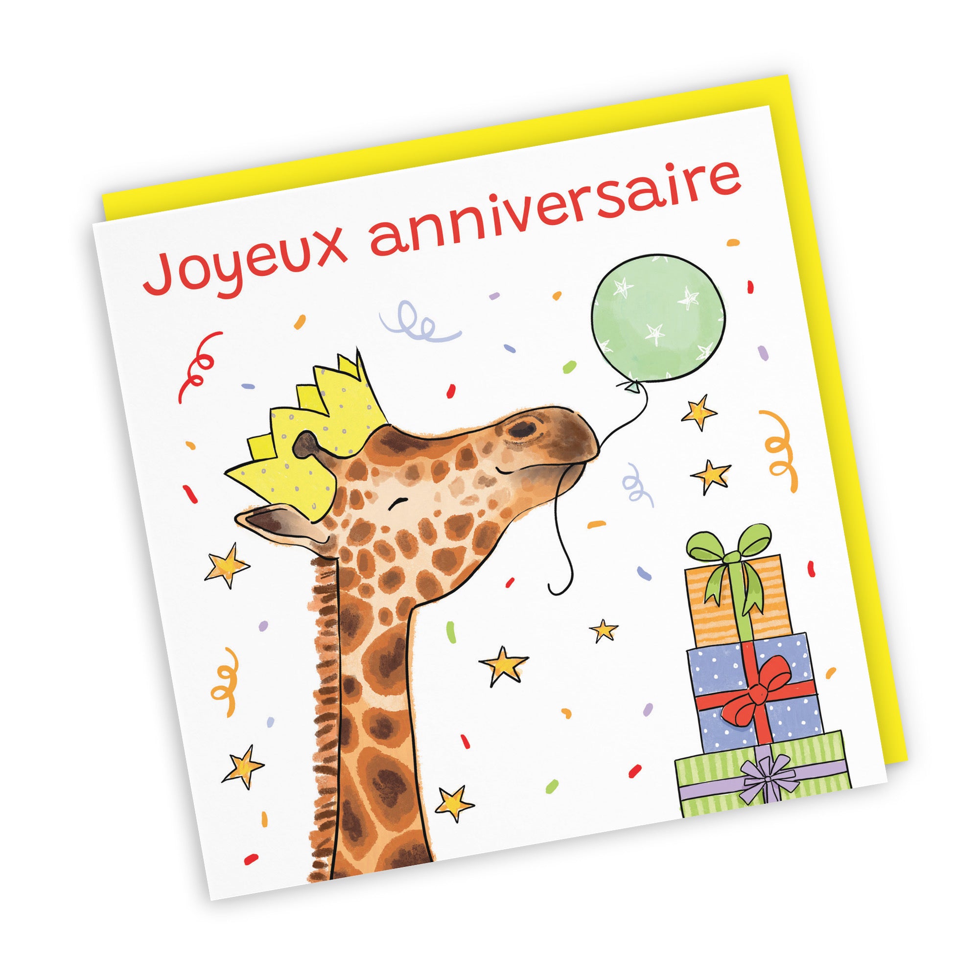 French Language Birthday Card Happy Giraffe Animal Party - Default Title (RM01422)