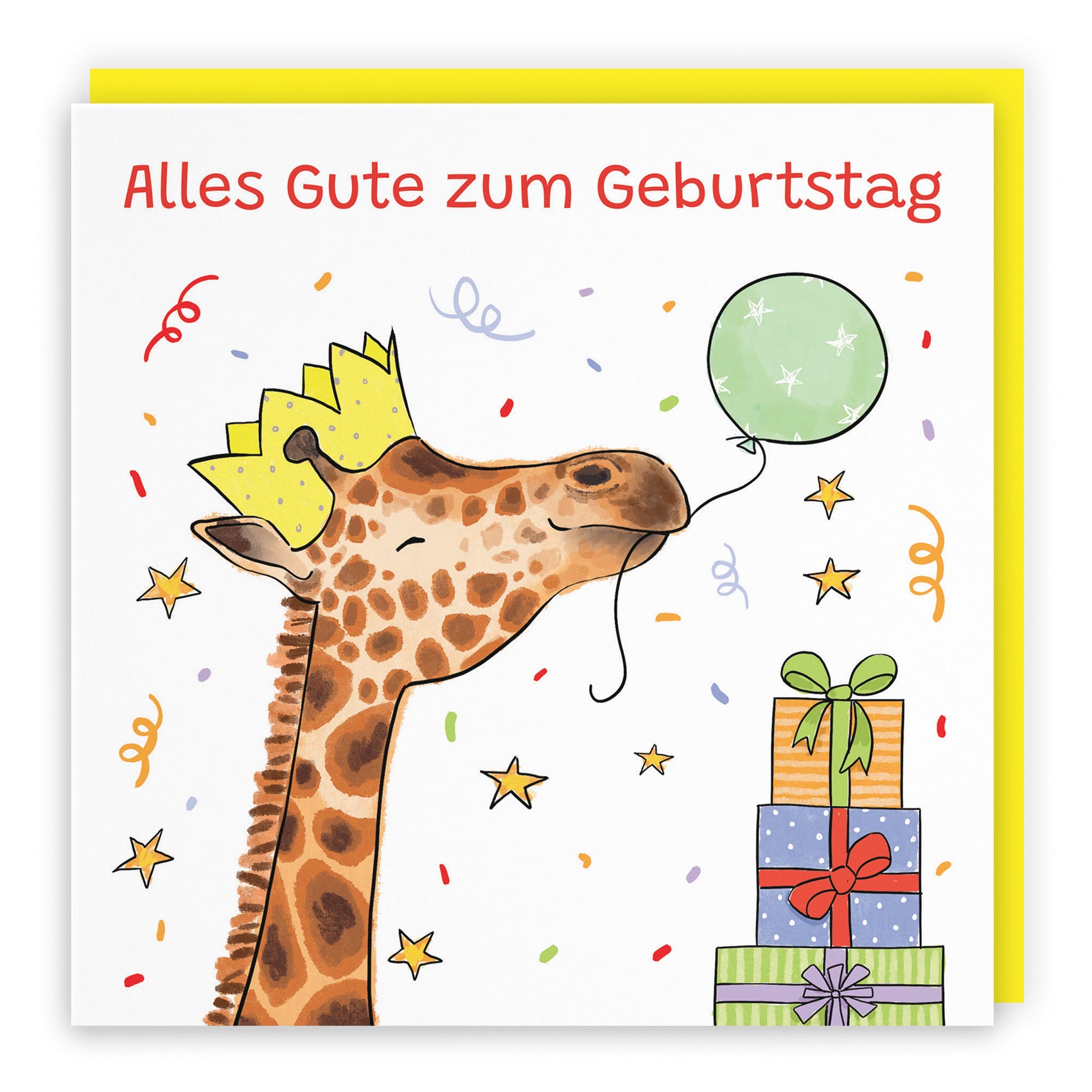 German Language Birthday Card Happy Giraffe Animal Party - Default Title (RM01423)