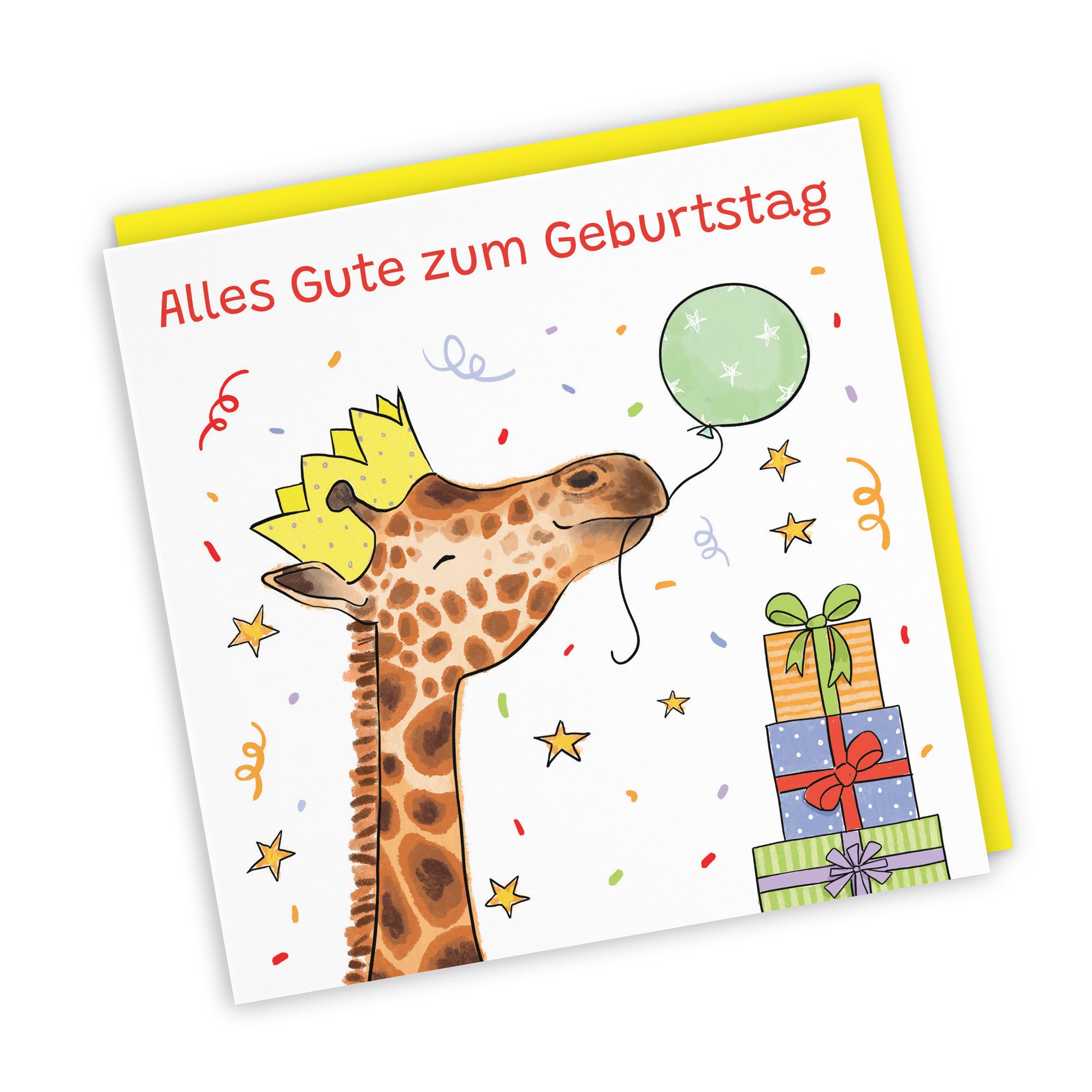 German Language Birthday Card Happy Giraffe Animal Party - Default Title (RM01423)