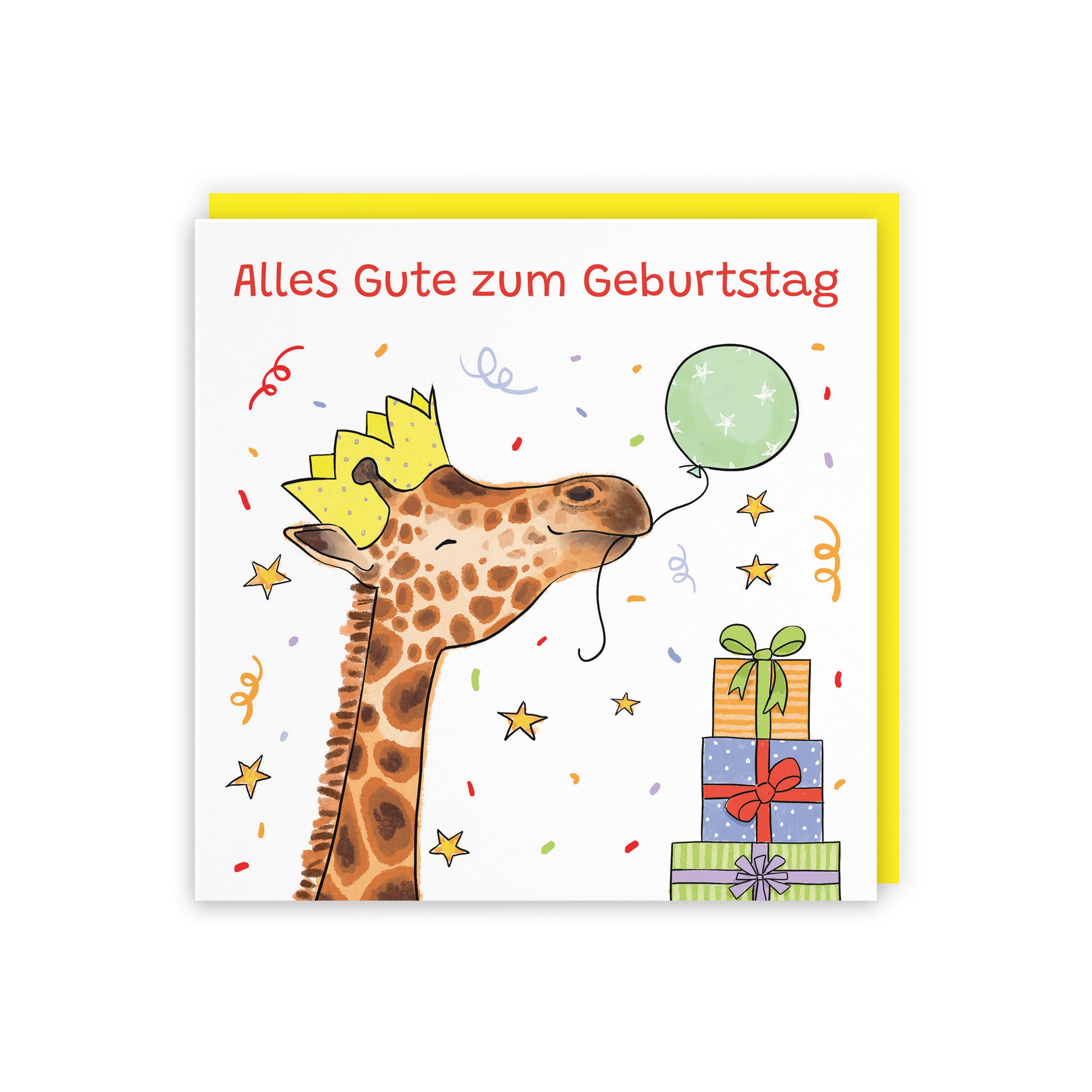 German Language Birthday Card Happy Giraffe Animal Party - Default Title (RM01423)