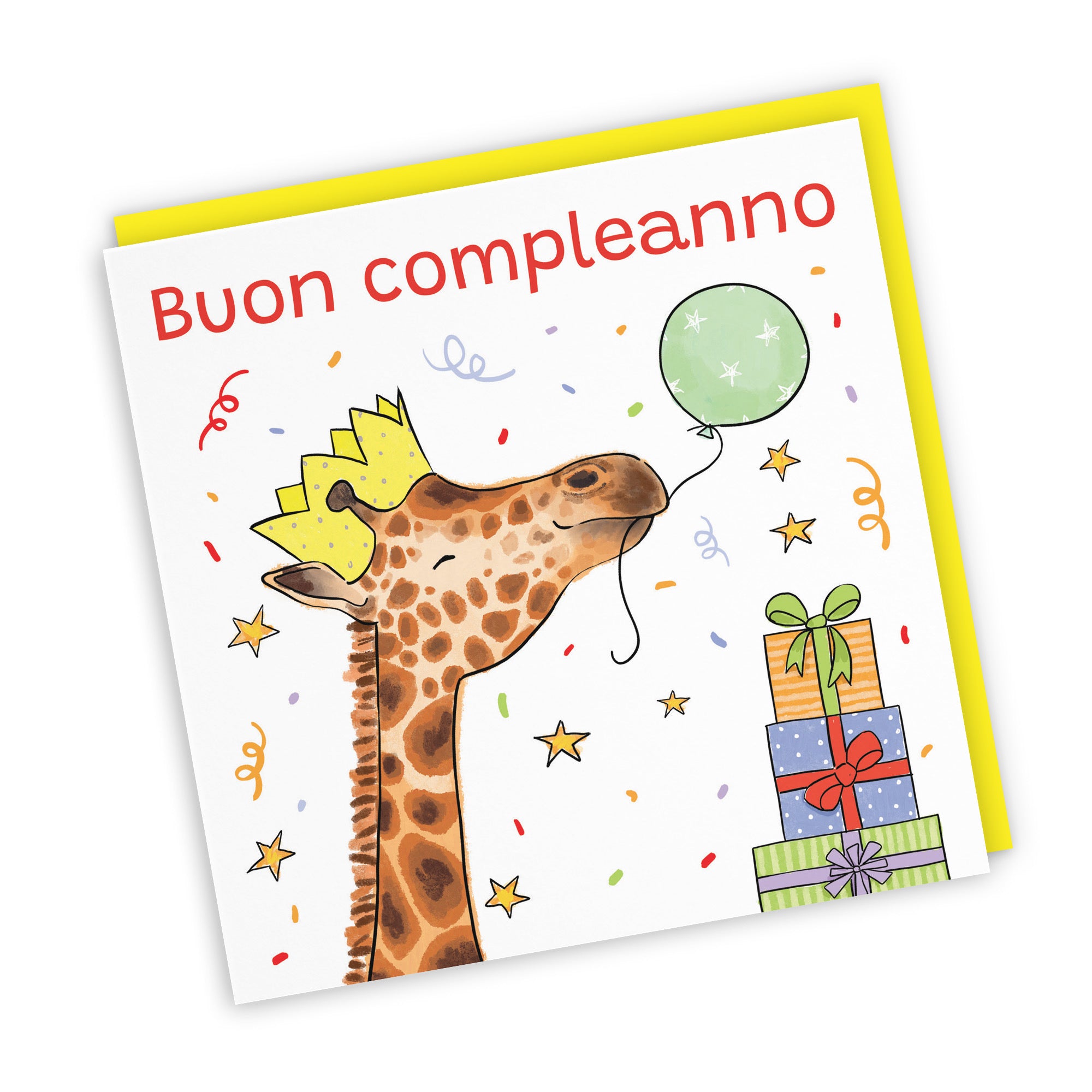 Italian Language Birthday Card Happy Giraffe Animal Party - Default Title (RM01424)