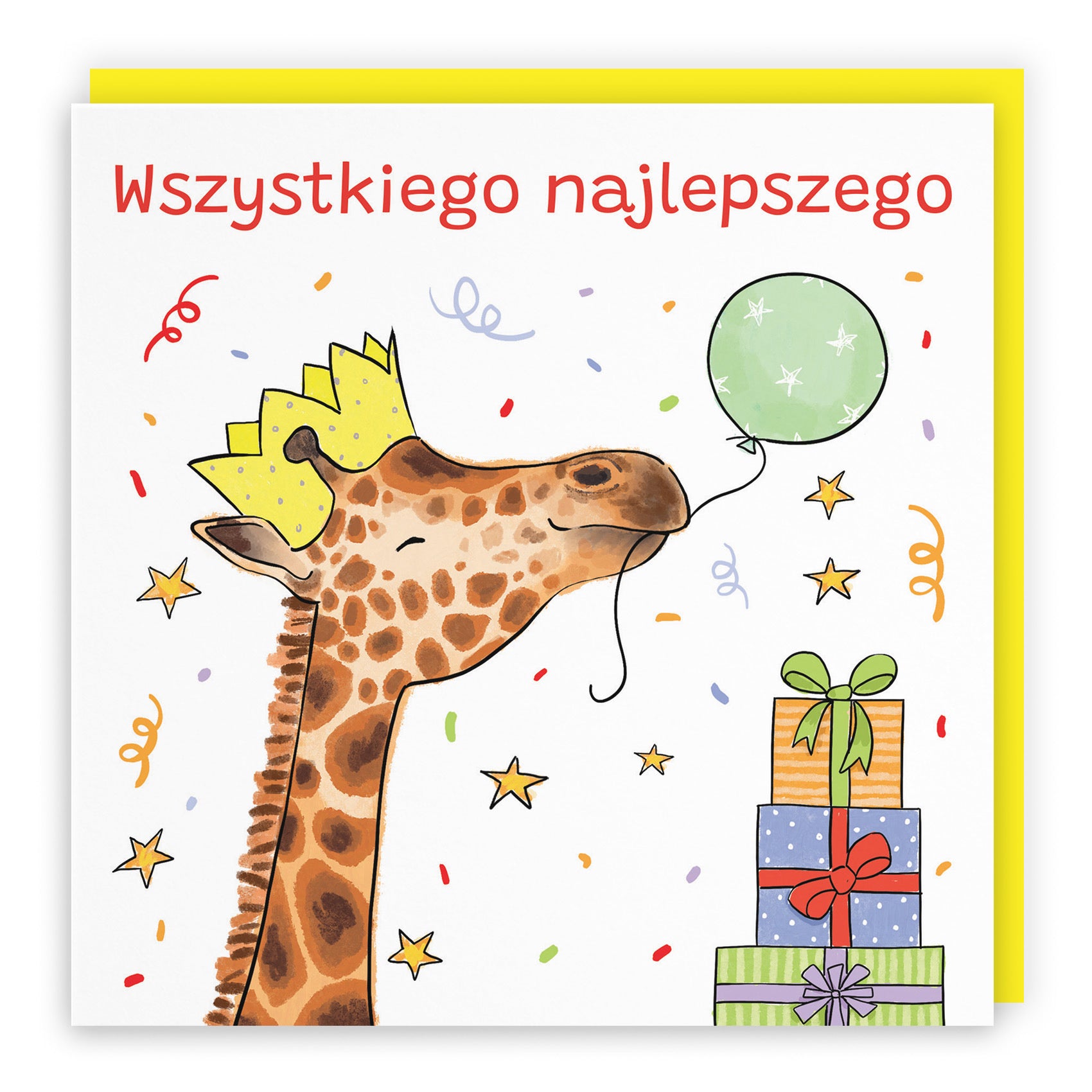 Polish Language Birthday Card Happy Giraffe Animal Party - Default Title (RM01426)