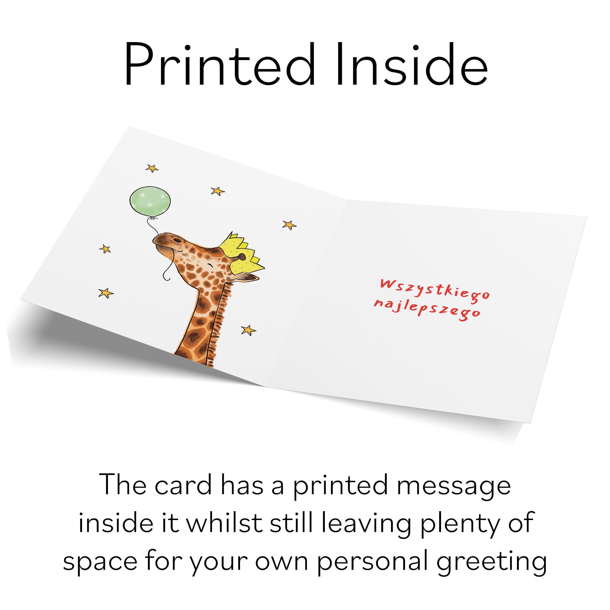 Polish Language Birthday Card Happy Giraffe Animal Party - Default Title (RM01426)