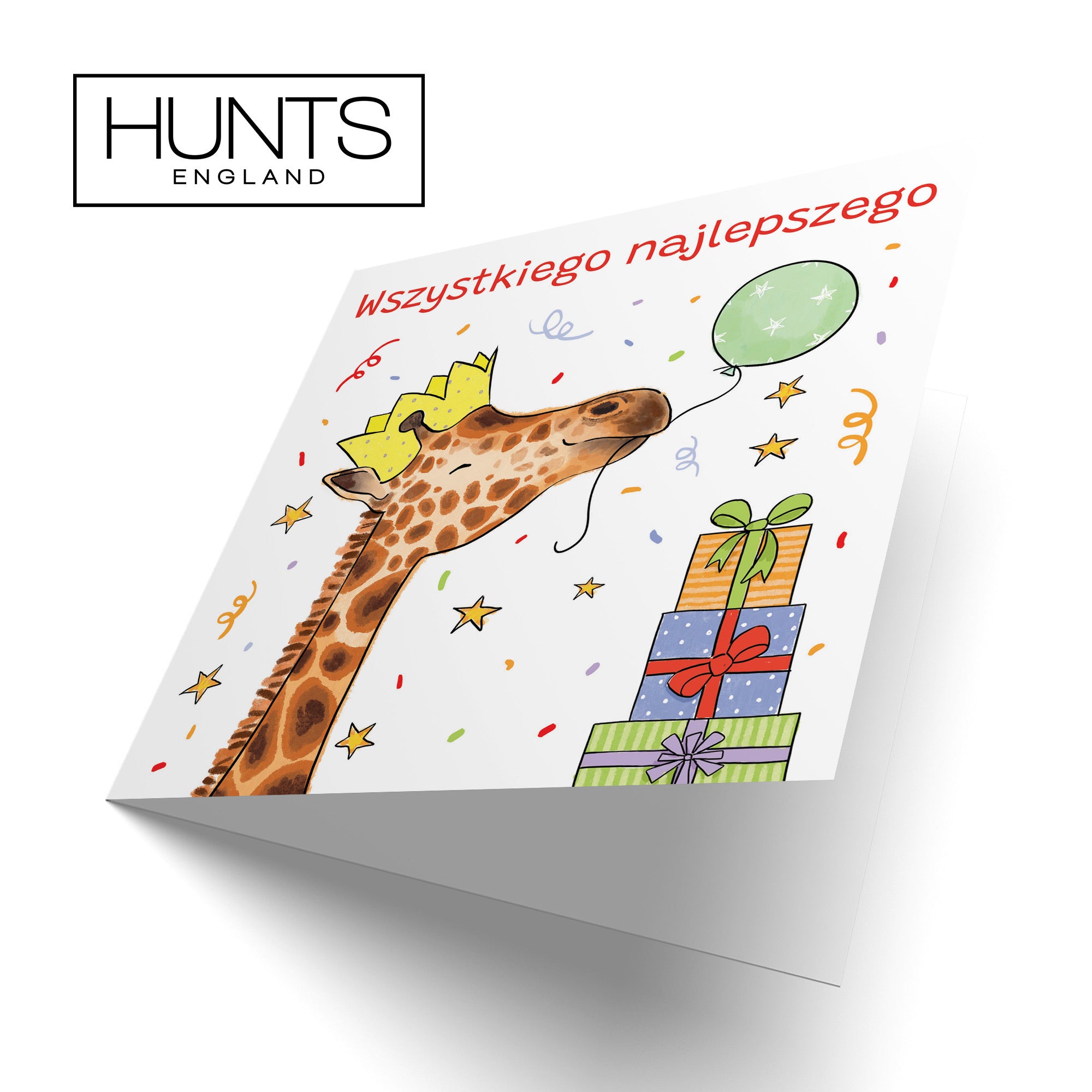 Polish Language Birthday Card Happy Giraffe Animal Party - Default Title (RM01426)