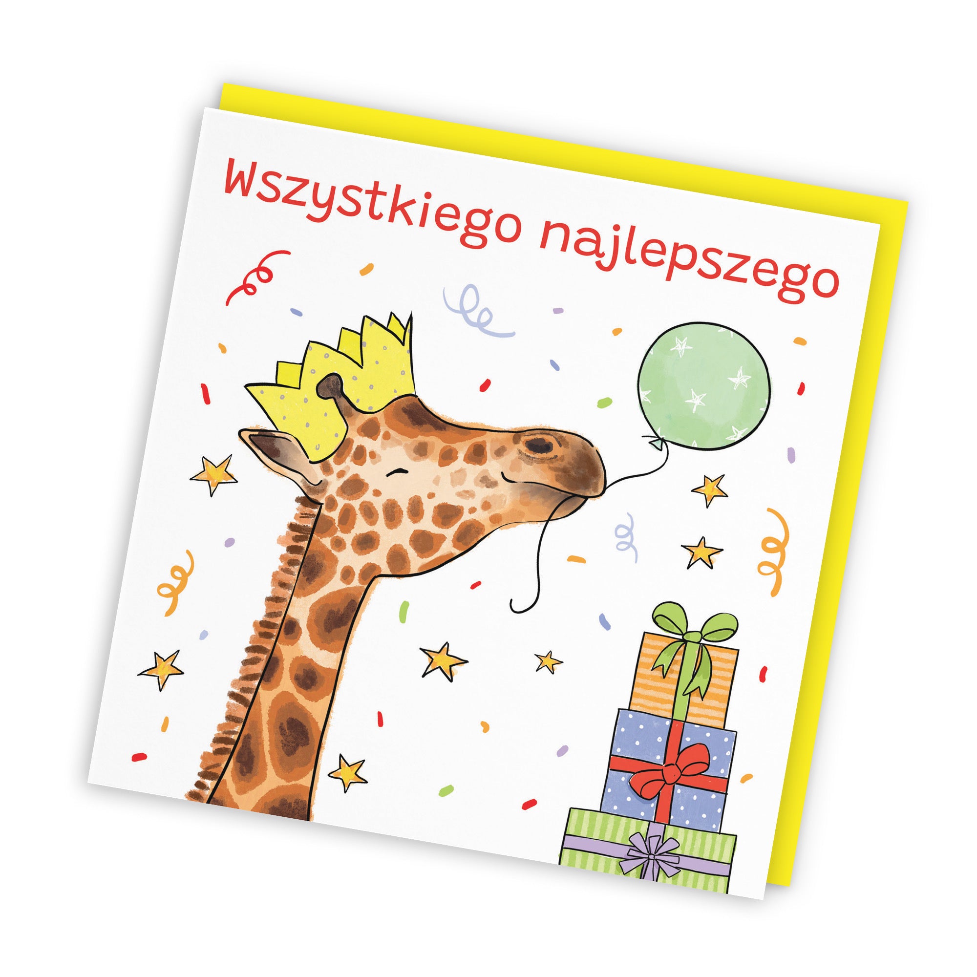 Polish Language Birthday Card Happy Giraffe Animal Party - Default Title (RM01426)