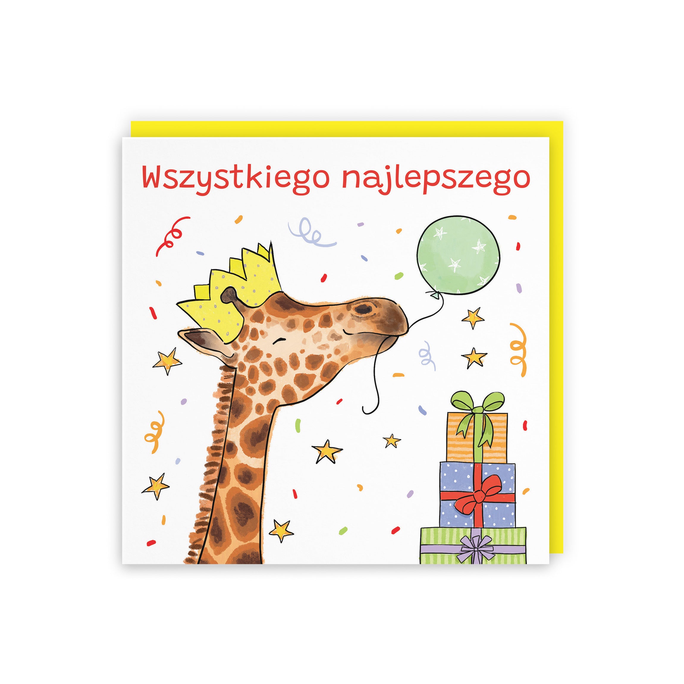 Polish Language Birthday Card Happy Giraffe Animal Party - Default Title (RM01426)