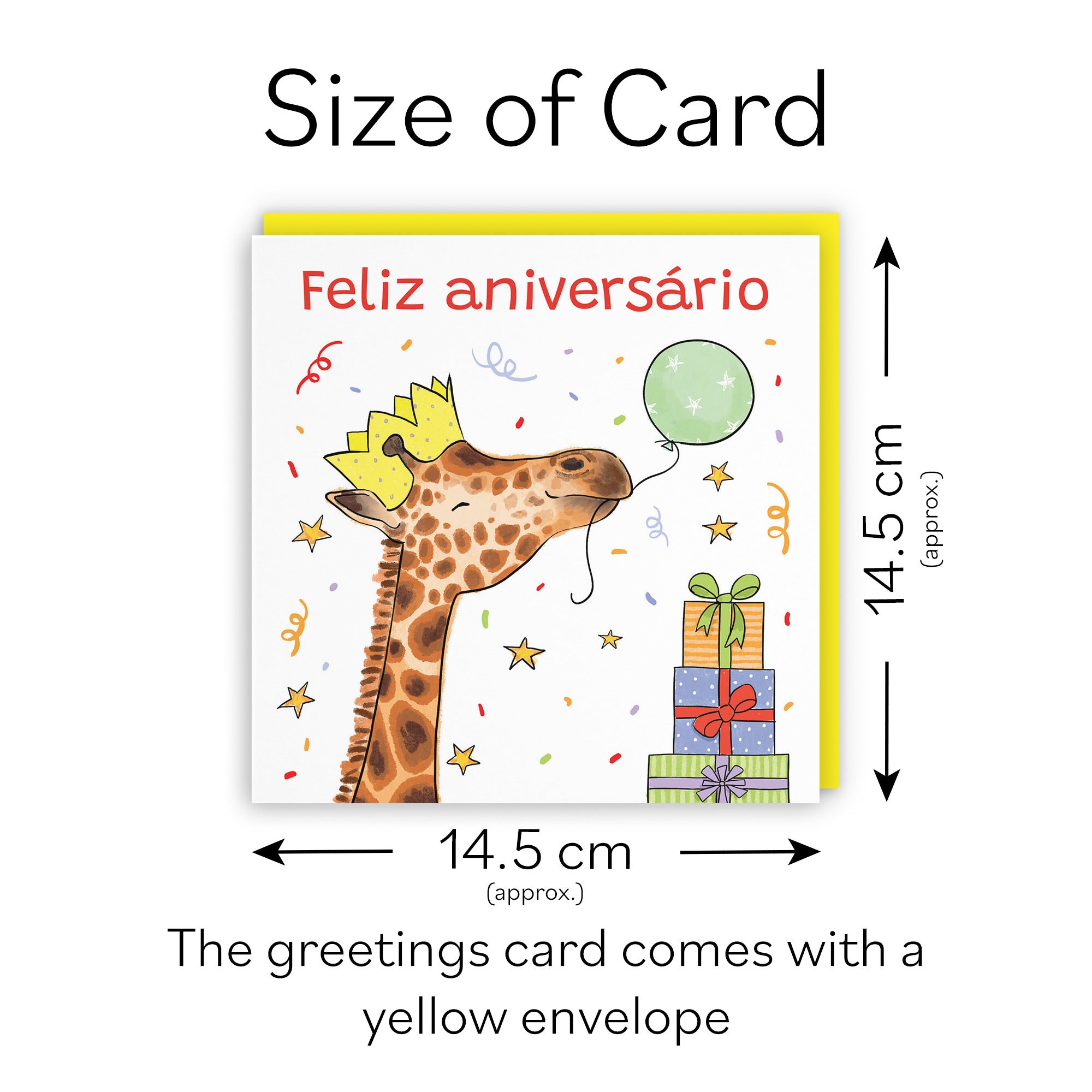 Portuguese Language Birthday Card Happy Giraffe Animal Party - Default Title (RM01427)