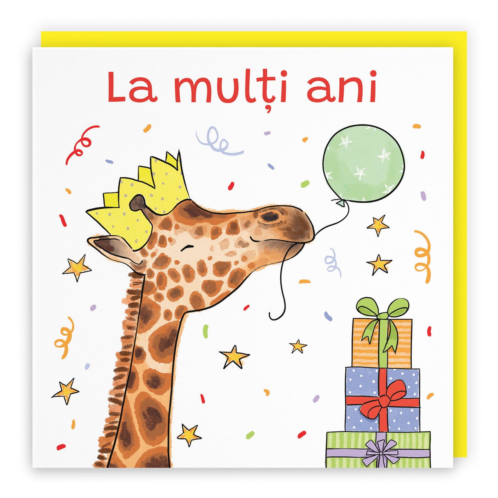 Romanian Language Birthday Card Happy Giraffe Animal Party - Default Title (RM01428)