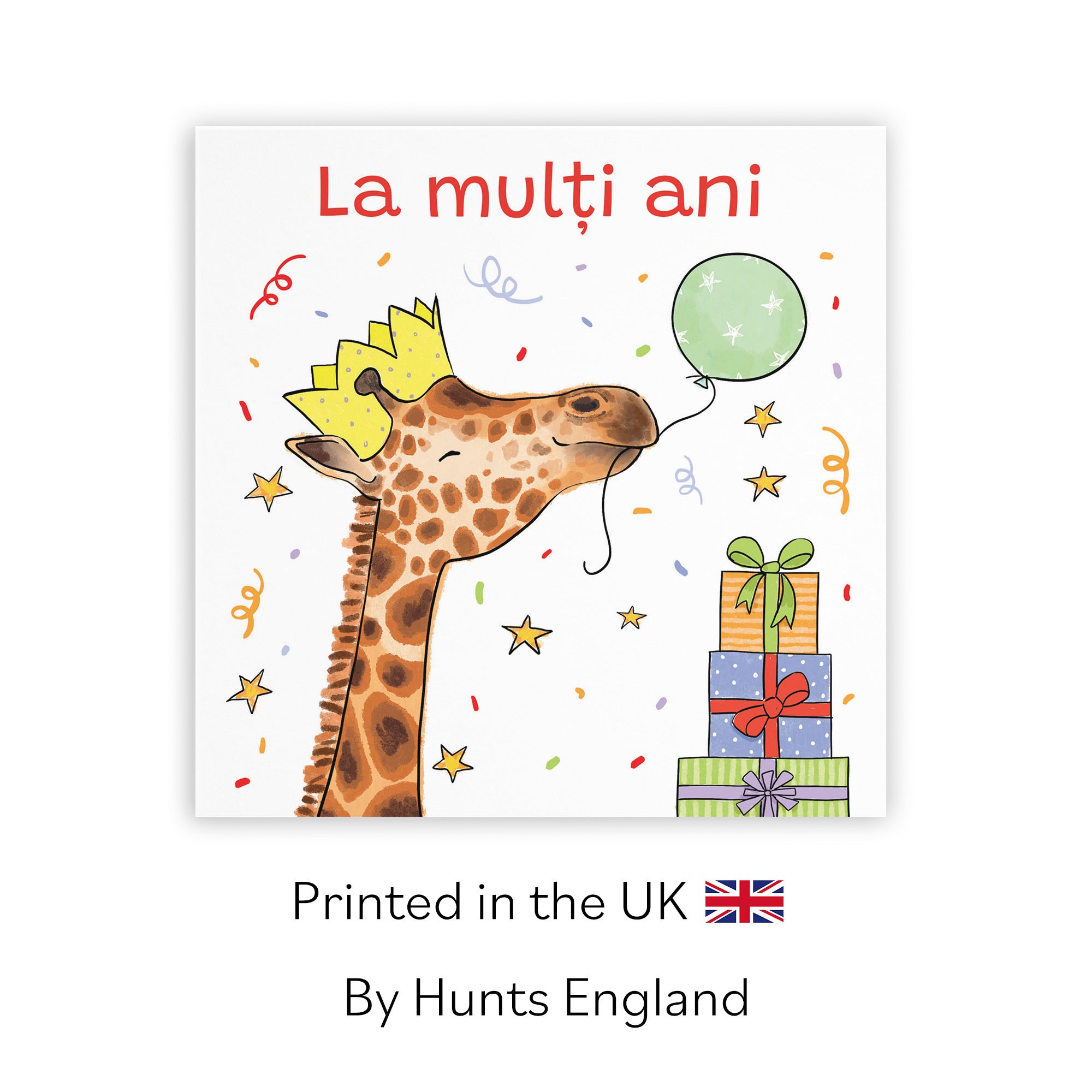 Romanian Language Birthday Card Happy Giraffe Animal Party - Default Title (RM01428)