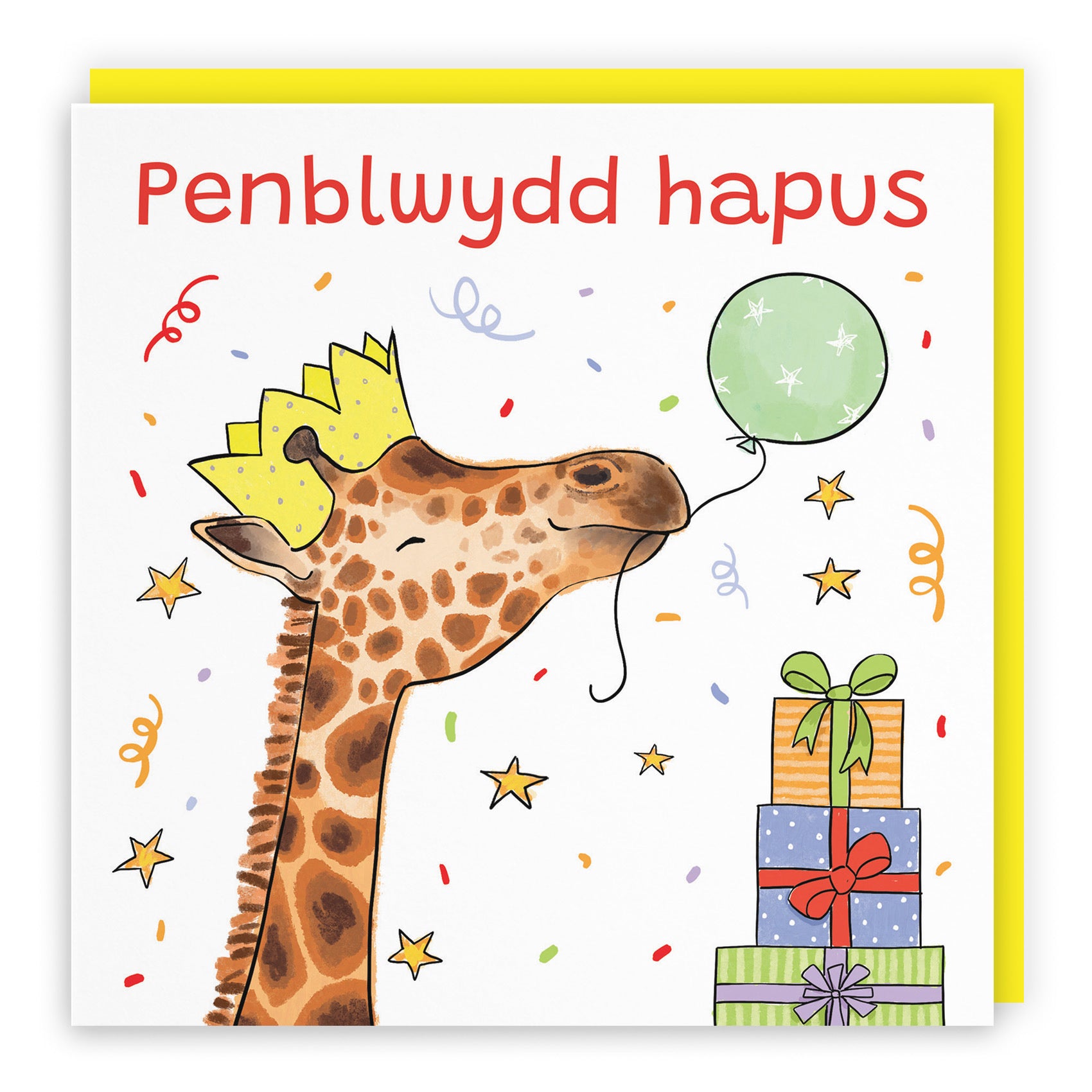 Welsh Language Birthday Card Happy Giraffe Animal Party - Default Title (RM01430)