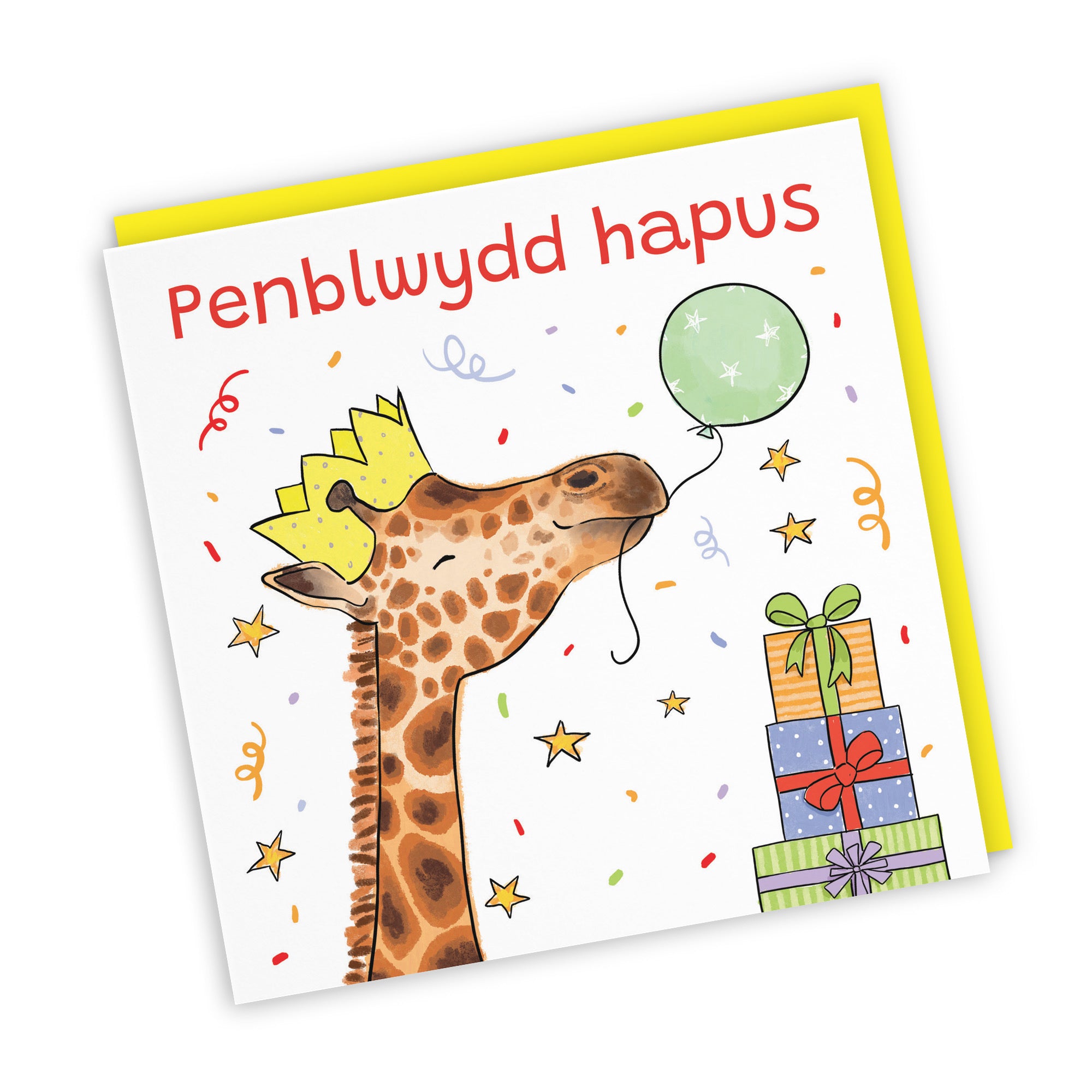 Welsh Language Birthday Card Happy Giraffe Animal Party - Default Title (RM01430)